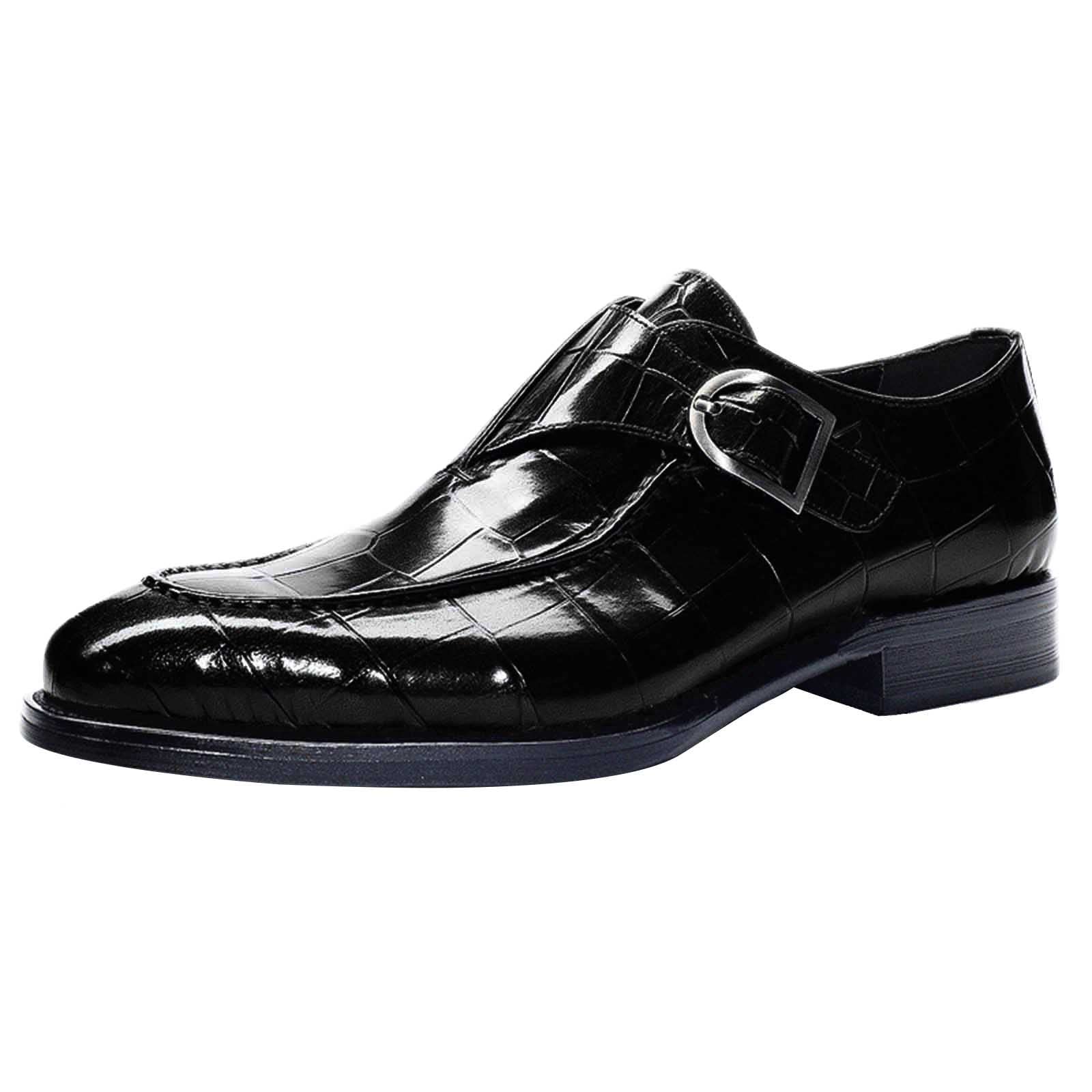 Men's Black & Light Brown Leather Dress Shoes - Classic British Retro Style Formal Shoes for Business, Wedding & Office Wear