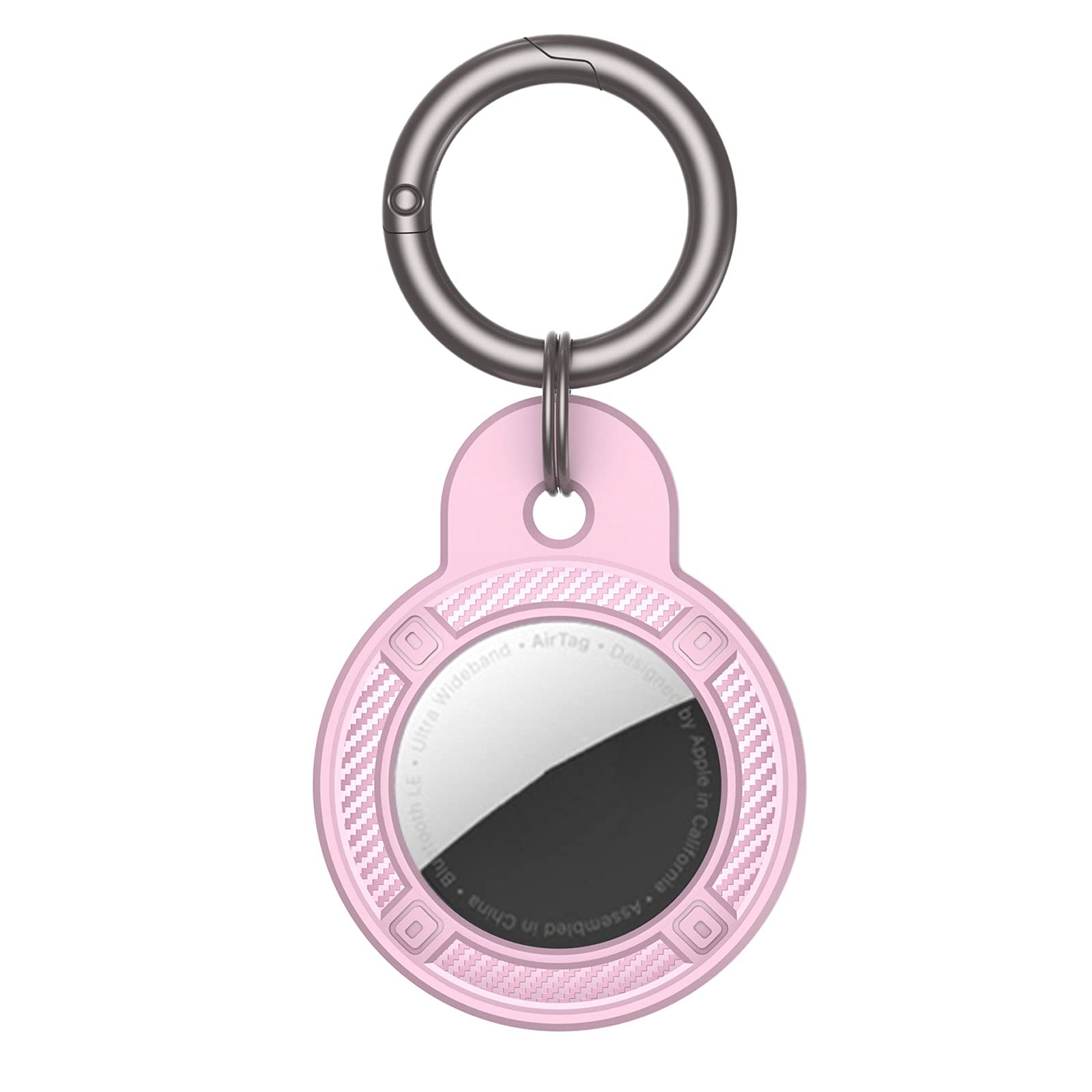 JIML TPU AirTag Keychain Case - Anti-Scratch Protective Cover for Apple AirTags (Pink) - Perfect for Keys & Bags