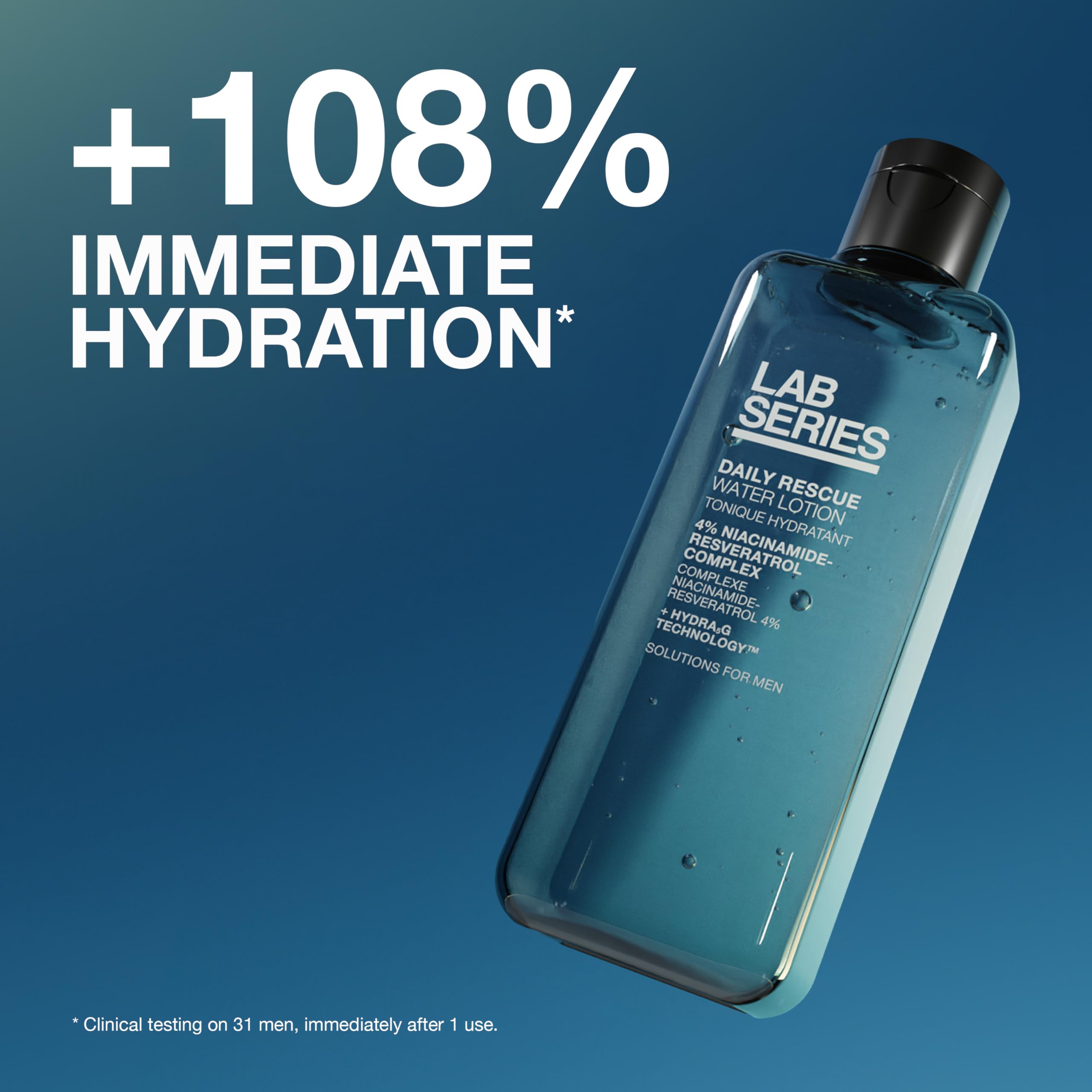 Lab Series Daily Rescue Water Lotion Toner for Men - Hydrating Face Toner with Niacinamide, 6.7 fl oz - Moisturizing Essence for Dry Skin - Perfect for Daily Skincare Routine & Post-Shave Care
