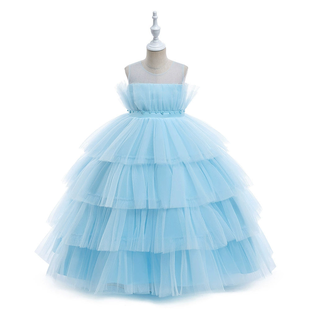 Royal Blue Princess Round Floor-Length Tulle Flower Girl Dress for Weddings & Special Occasions - Perfect for Bridal Parties, Pageants & Formal Events