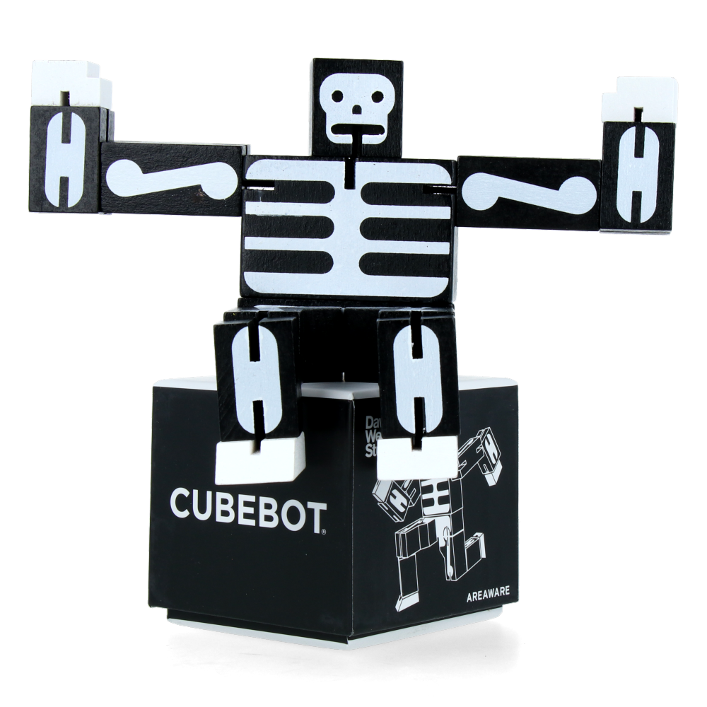 Cubebot Small Black/Skeleton Wooden Puzzle Toy - Fun Brain Teaser for Kids & Adults - Perfect for Office Desk, Stress Relief & Educational Play