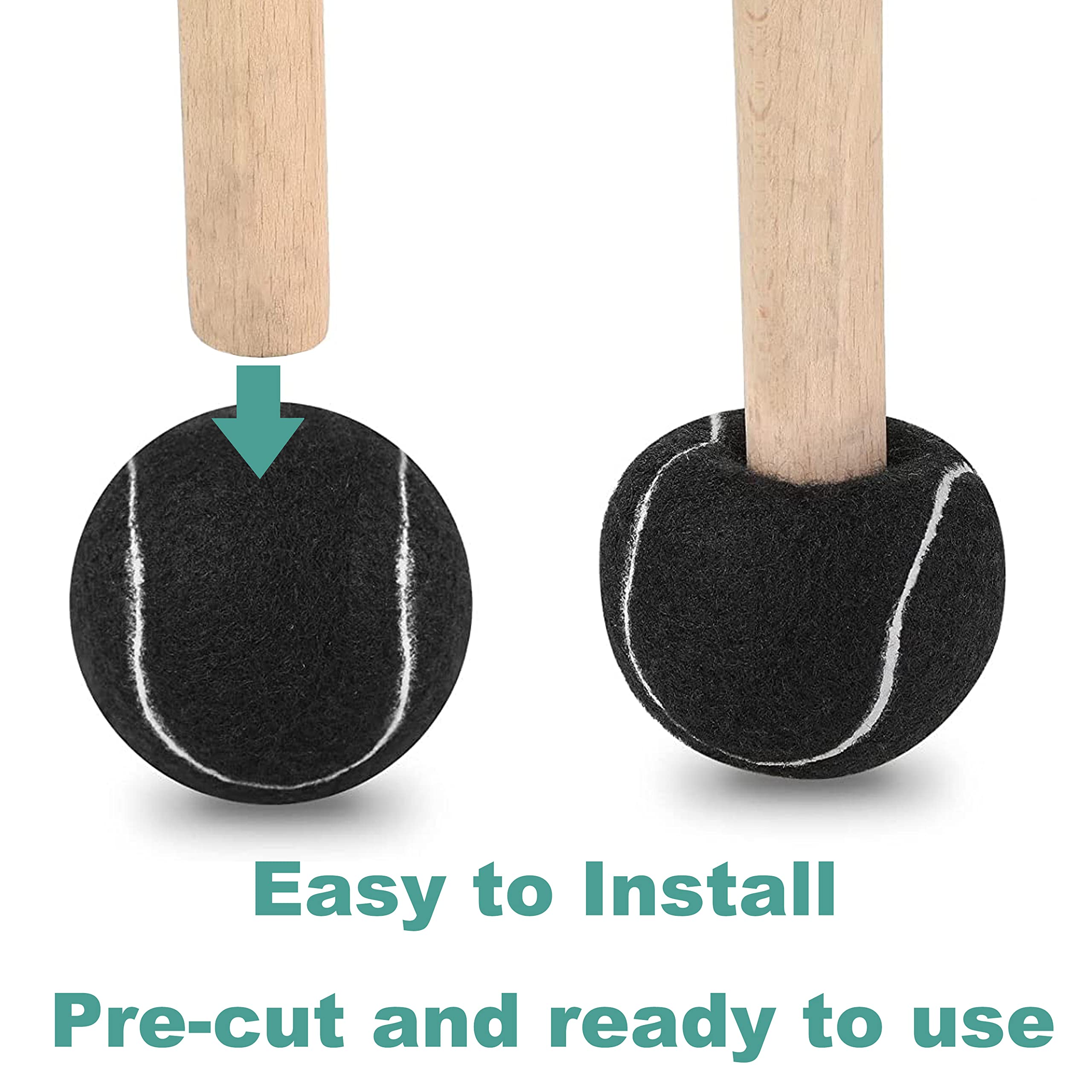 12PCS Precut Tennis Balls - Heavy Duty Felt Pads for Furniture Legs, Walker Glide Balls - Non-Slip Floor Protectors for Hardwood & Tile - Perfect for Chairs, Tables & Mobility Walkers