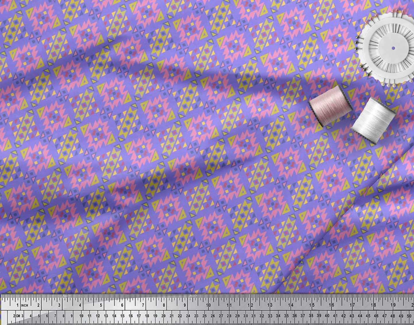 Soimoi Moss Georgette Brown Fabric by The Yard - 42 Inch Wide Aztec Geometric Printed Material for Dresses, Curtains & Home Decor | Tribal Contemporary Fashion Fabric