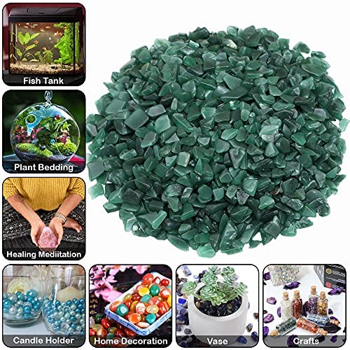 Natural Green Aventurine Crystal Chips - 1 Lb Bulk Tumbled Gemstones for Reiki Healing, Witchcraft & Jewelry Making | Irregular Shaped Crushed Stones for Valentines Gifts, Spiritual Crafts & Home Decor