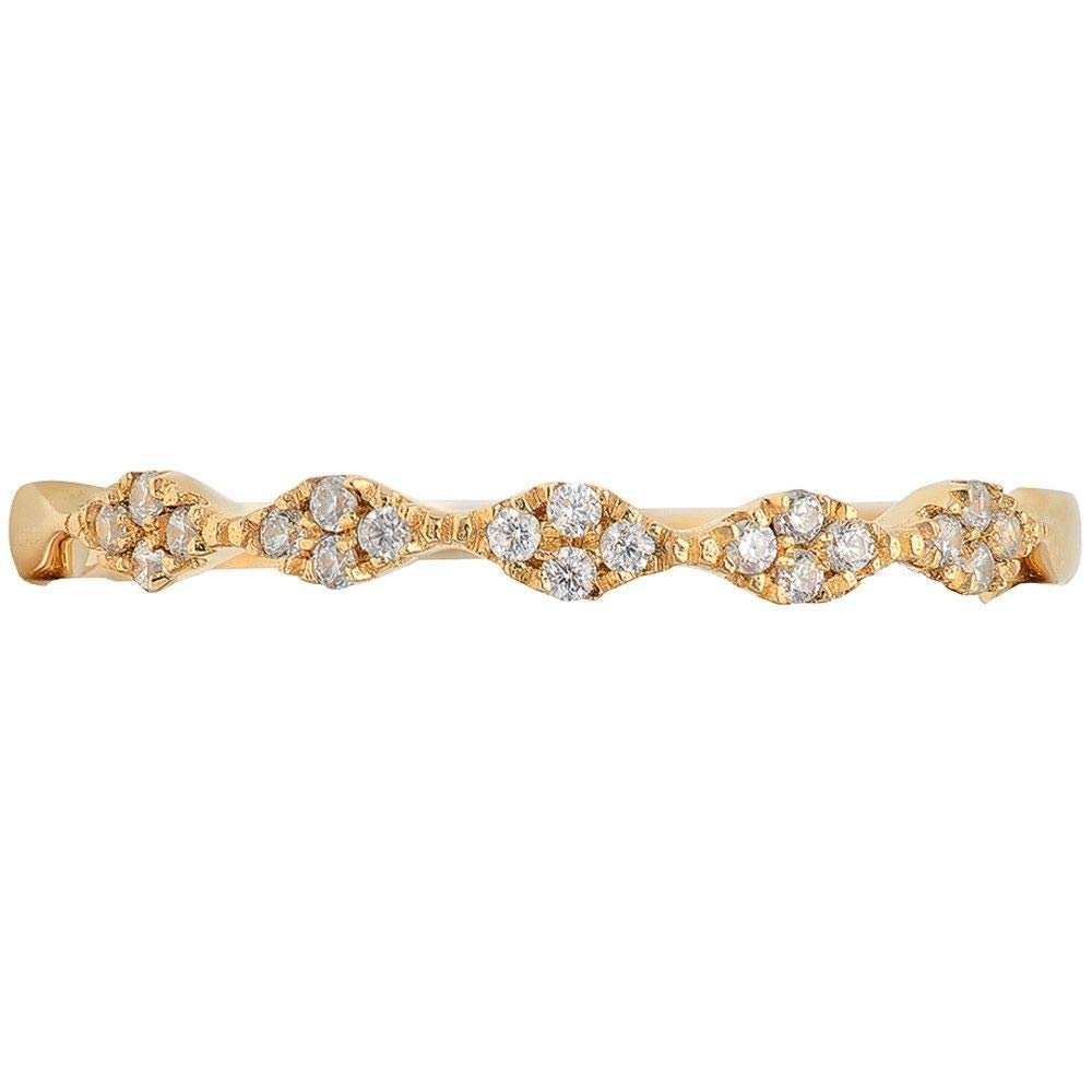 0.1 ct Brilliant Round Cut Conflict-Free Genuine Cultured Diamond Ring - SI1-SI2 Clarity, G-H Color, Solid 18K Yellow Gold - Stackable Engagement, Art Deco Wedding Band for Women - Perfect for Anniversaries, Proposals & Everyday Elegance