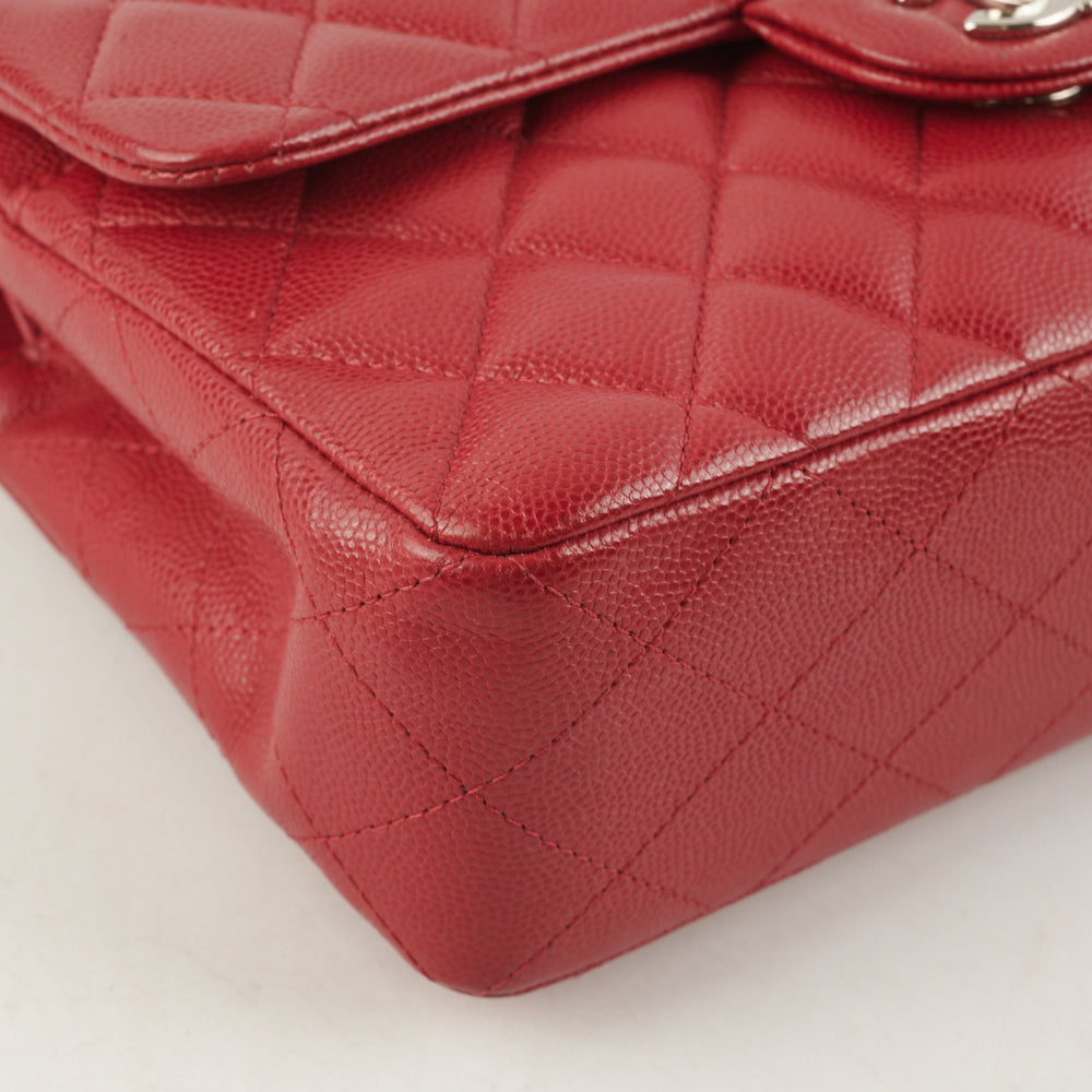 Chanel 18B Small Classic Flap Bag in Caviar Leather - Red Luxury Handbag for Women | Perfect for Evening Parties, Date Nights & Special Occasions