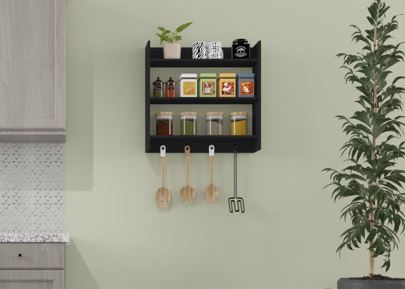 VOLDMART Wooden Kitchen Storage Rack - 3-Tier Organizer Shelf for Spices, Utensils & Cookware - Space Saving Kitchen Storage Solution for Pantry, Countertop or Cabinet