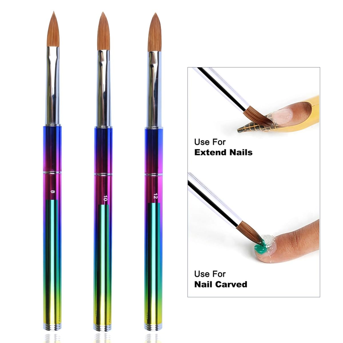 D.B.Z.® Professional Nail Art Brushes Set - #10 Nylon Acrylic Powder Brush with Removable Handle for Gel, Acrylic & Dip Powder Nail Designs - Perfect for Salon, Home Manicure & DIY Nail Art