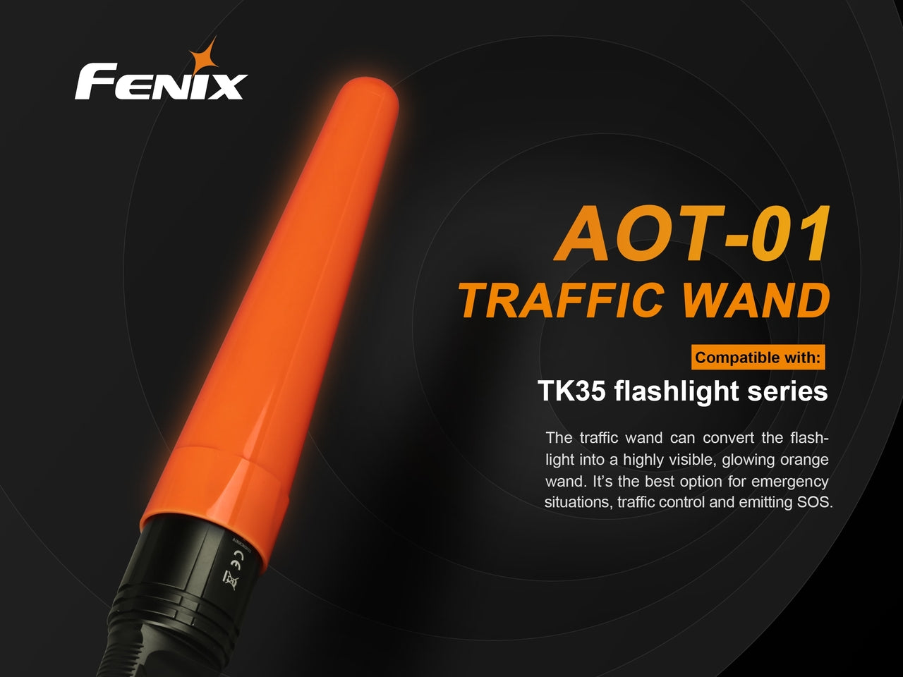 Fenix AOT 01 LED Traffic Control Wand - High Visibility Safety Baton for Road Construction, Emergency Signaling & Night Traffic Direction