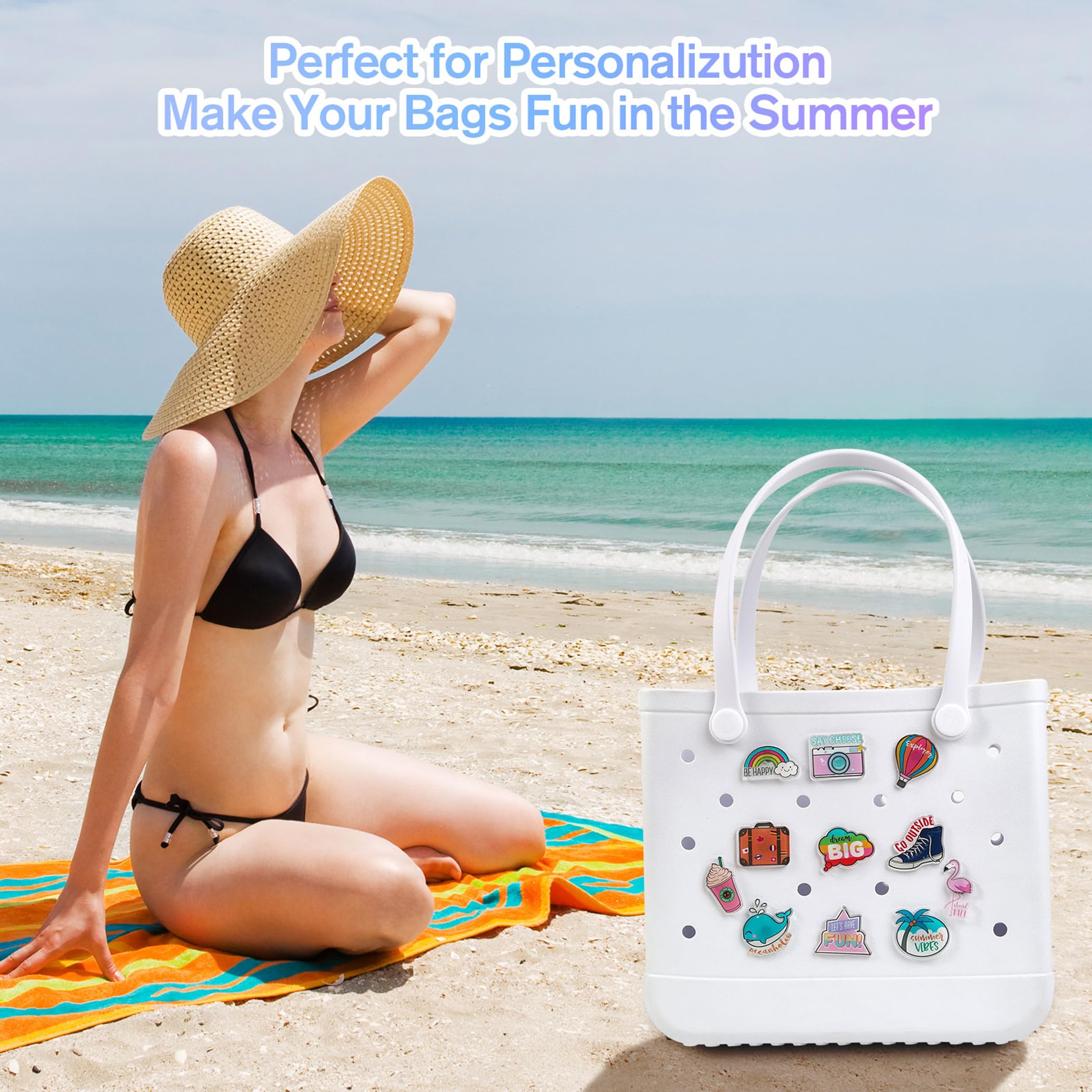 Bogg Bag Charms - Stylish Women's Accessories for Simply Southern Beach Totes | Decorative Inserts for Rubber Beach Bags | Perfect for Pool Parties, Beach Trips & Summer Vacations