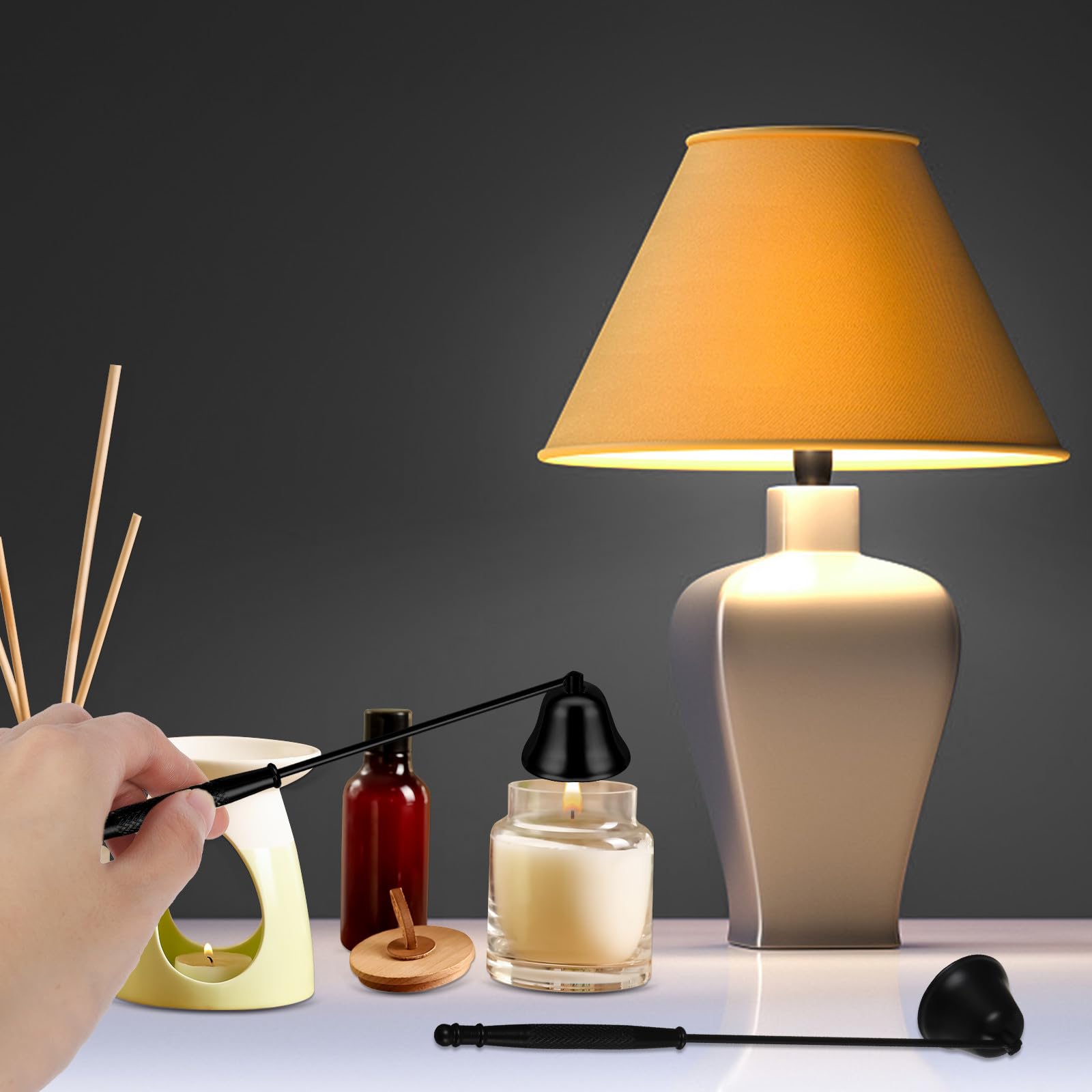 Long Handle Metal Candle Snuffer - Black Wick Extinguisher for Scented & Aromatherapy Candles - Perfect for Home & Spa Use