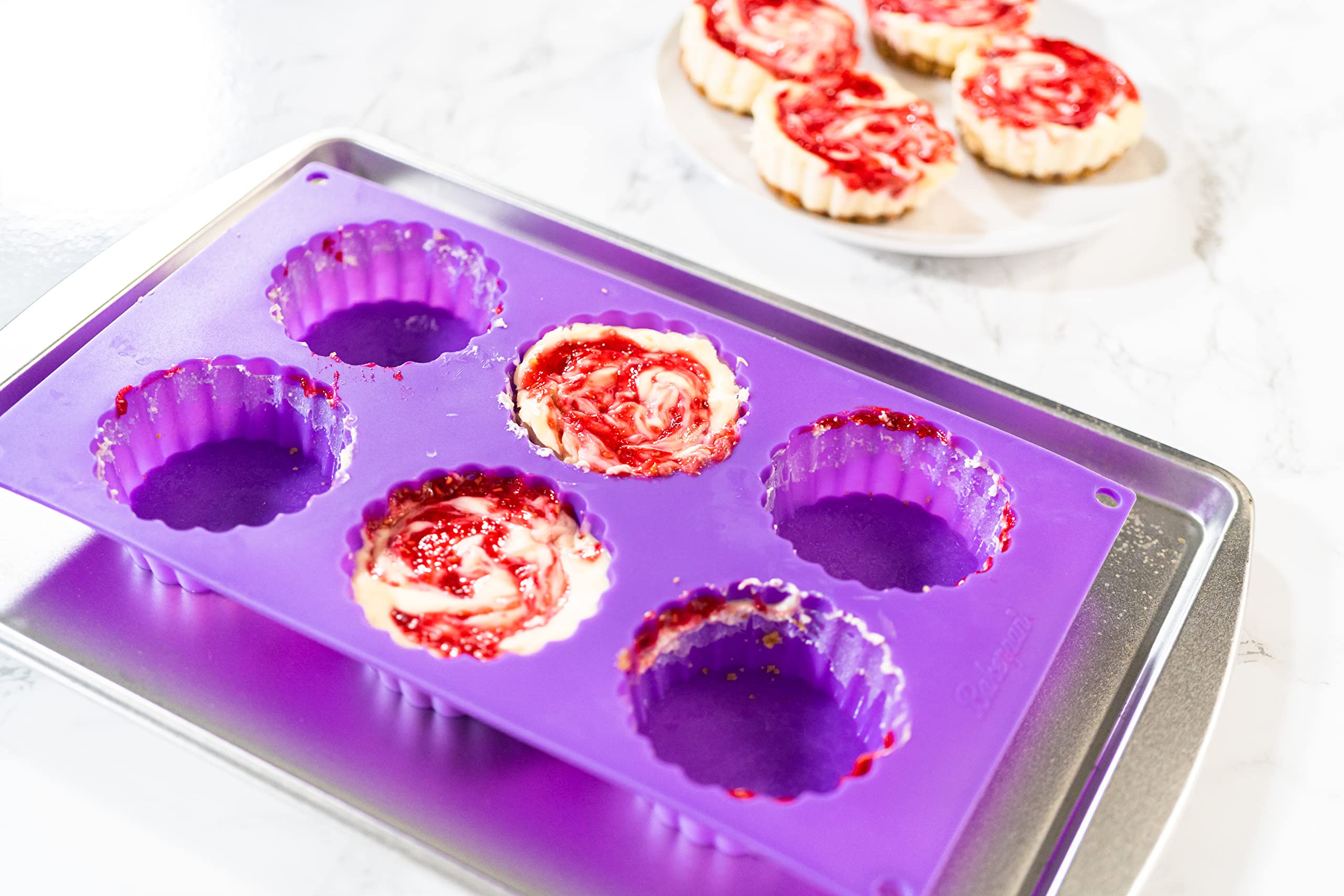 Bakerpan Silicone Mini Tart Pans for Baking - Set of 2 | Non-Stick Mini Pie Pans, Tart Molds, Cheesecake & Quiche Pans | Perfect for Home Baking, Dessert Making & Party Treats