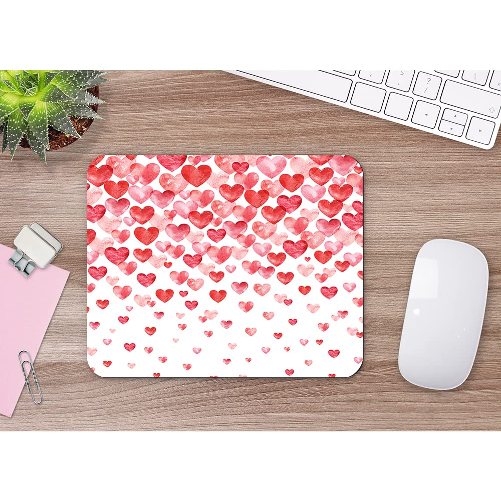 WONDERTIFY Hearts Mouse Pad - Non-Slip Rubber Base Gaming Mouse Mat for Valentines Day, Office & Home (Pink/Red, 9.5x7.9 Inches) - Perfect Gift for Gamers & Romantic Decor