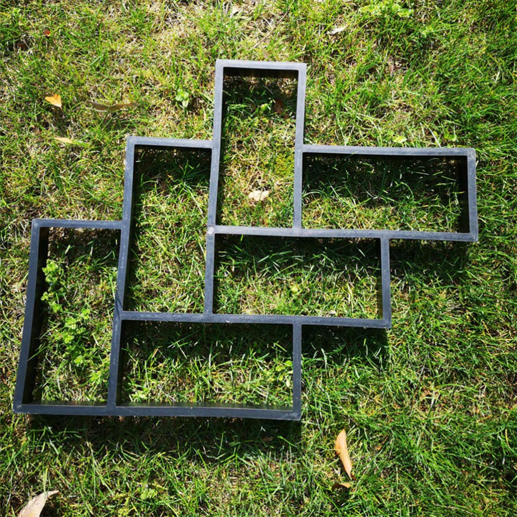 DOITOOL Reusable L-Shaped Concrete Path Maker Mold - DIY Stepping Stone & Walkway Mold (Black, 49.7x40.5x4cm) for Garden Pathways, Patios & Landscaping Projects