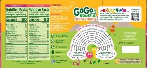 GoGo squeeZ Fruit & VeggieZ Applesauce Variety Pack - 20 Pouches, BPA Free, Kids Snacks for School & Travel