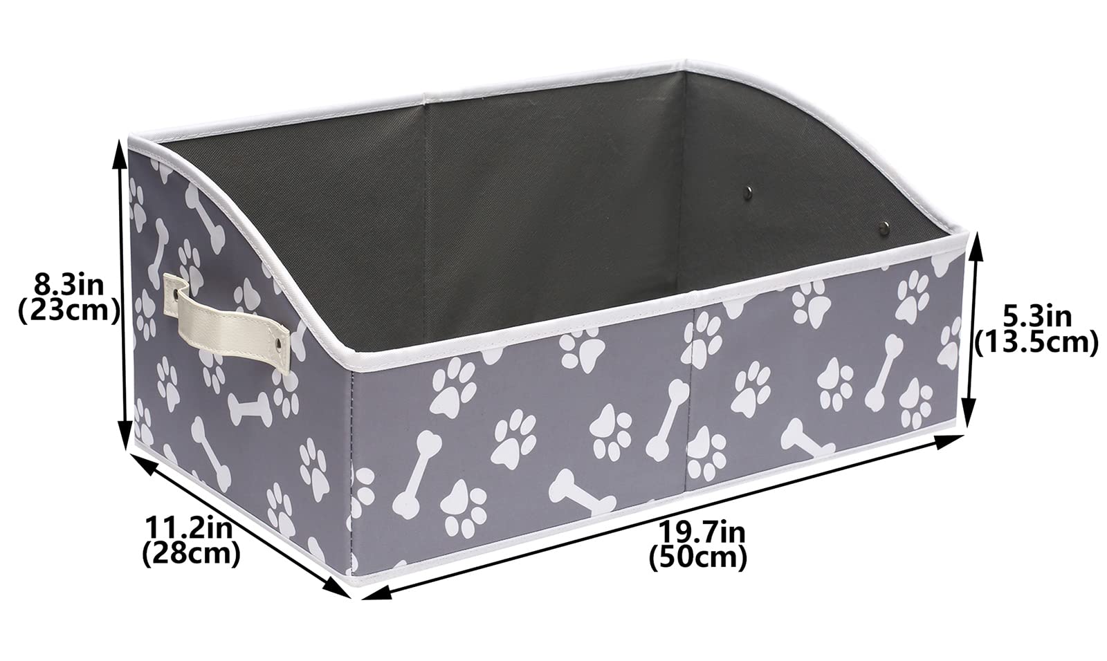 Morezi Linen-Cotton Blend Dog Toy Basket with Bone Paw Design - Pet Toy Storage Organizer for Dog Toys, Blankets & Leashes - Perfect for Living Room, Bedroom or Pet Play Area Organization