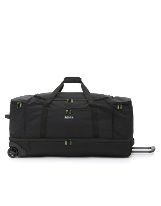 Tosca TCA798TWJ 85cm Wheeled Split Compartment Duffle Bag - Black, Grey, Lime - Perfect for Travel, Gym & Sports Gear Storage