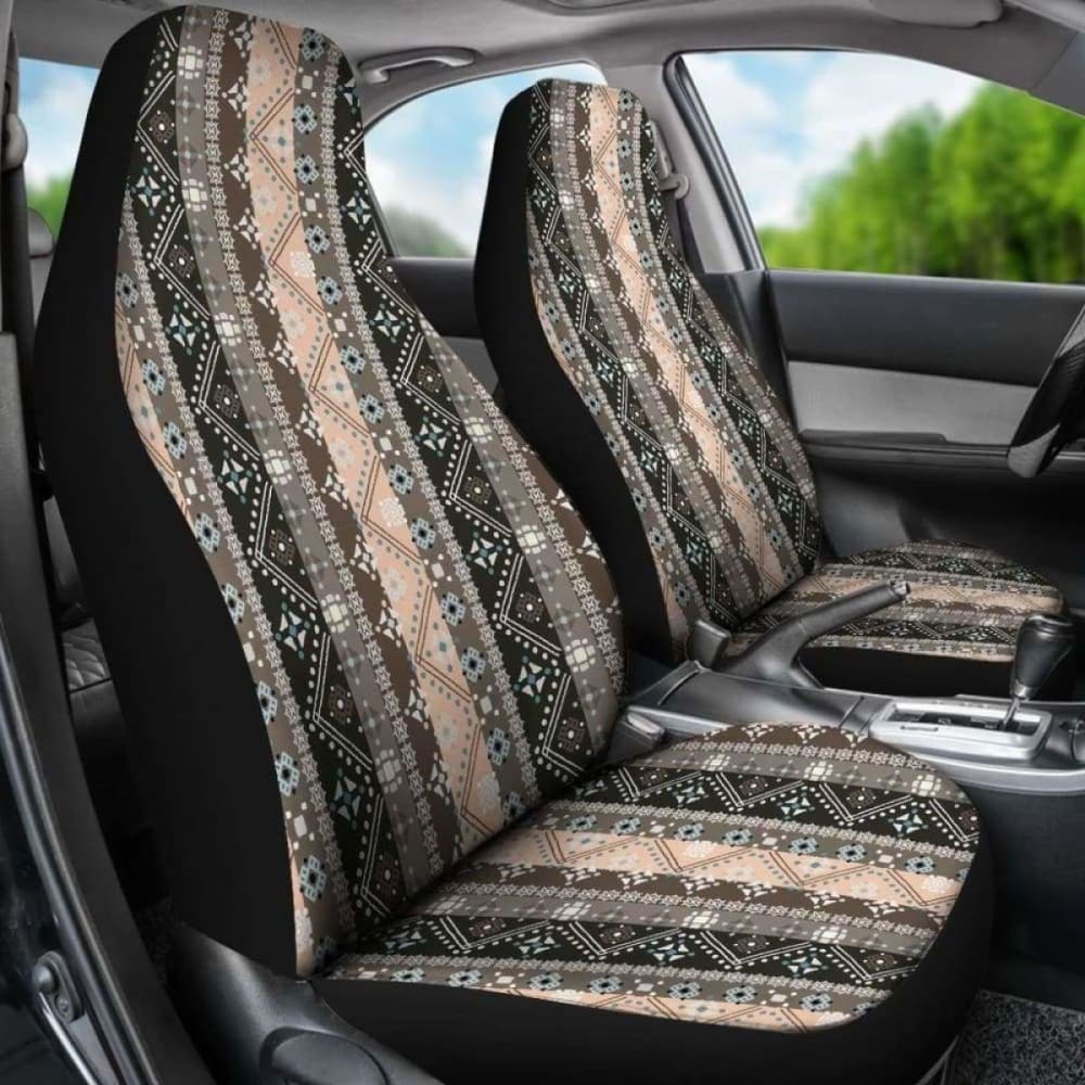 Stylish Brown Boho Ethnic Car Seat Covers for Cars & SUVs - Premium Handmade Cotton Fabric - Perfect for Road Trips, Daily Commutes & Interior Decor