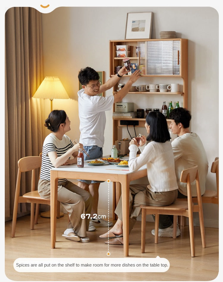 Solid Beech Wood Ultra-Thin Dining Sideboard - Modern Buffet Cabinet for Dining Room, Kitchen Storage & Living Room Decor