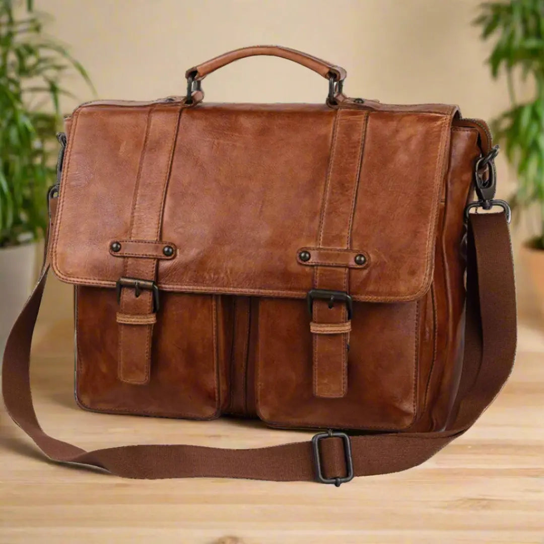 Premium MET Messenger Laptop Leather Bag for Men & Women - Durable 15.6 Inch Business Briefcase - Perfect for Work, Travel & Daily Commute