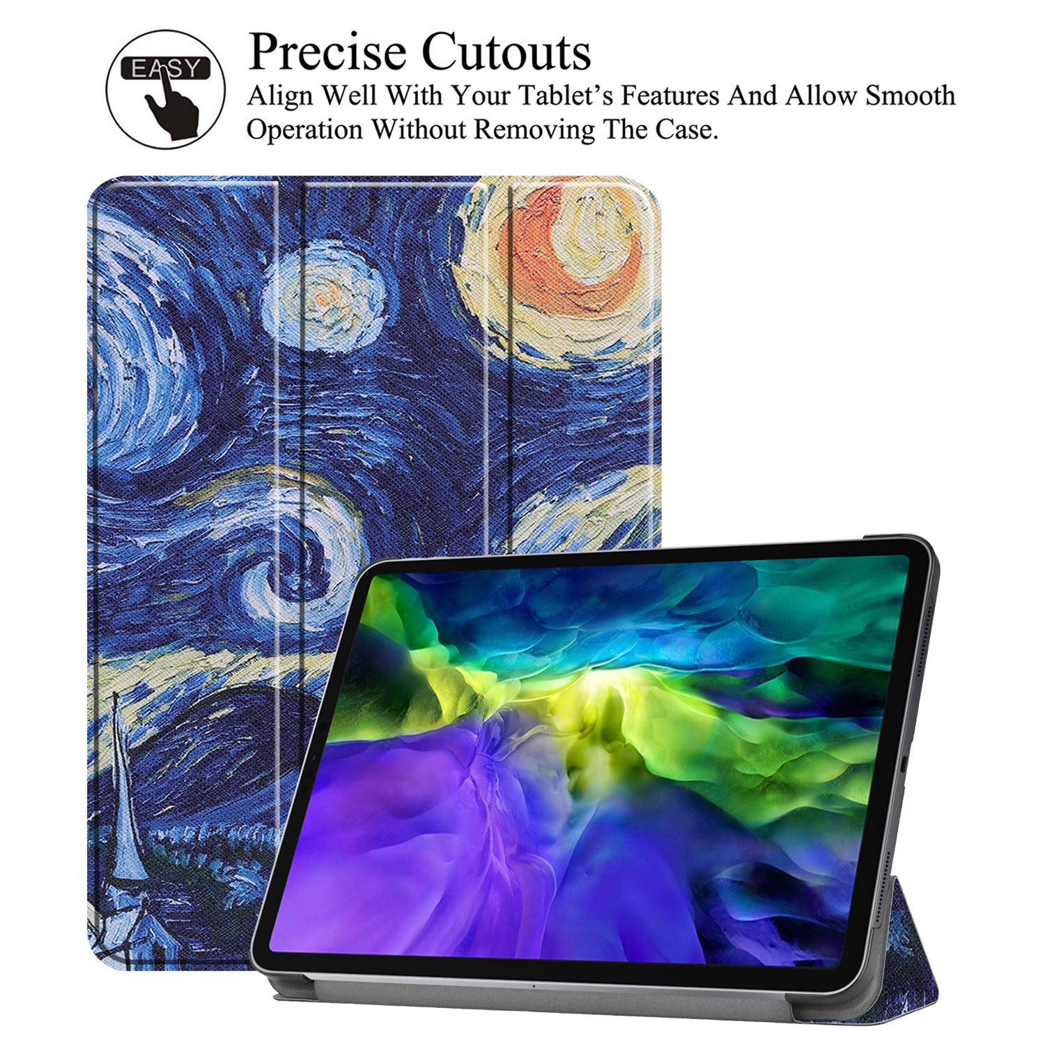 Slim Tri-Fold Stand Case for iPad Pro 11 Inch (3rd/2nd Gen 2021/2020) - Auto Sleep/Wake, Apple Pencil Charging & Pairing, Lightweight Protective Cover (Starry Sky) - Perfect for Work, Travel & Home Use