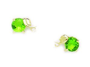 14K Gold Birthstone Elephant Stud Earrings for Women - 4x4mm Cubic Zirconia Simulated Diamond Screw Back Earrings in Yellow Gold | Perfect Gift for Birthday, Anniversary & Special Occasions