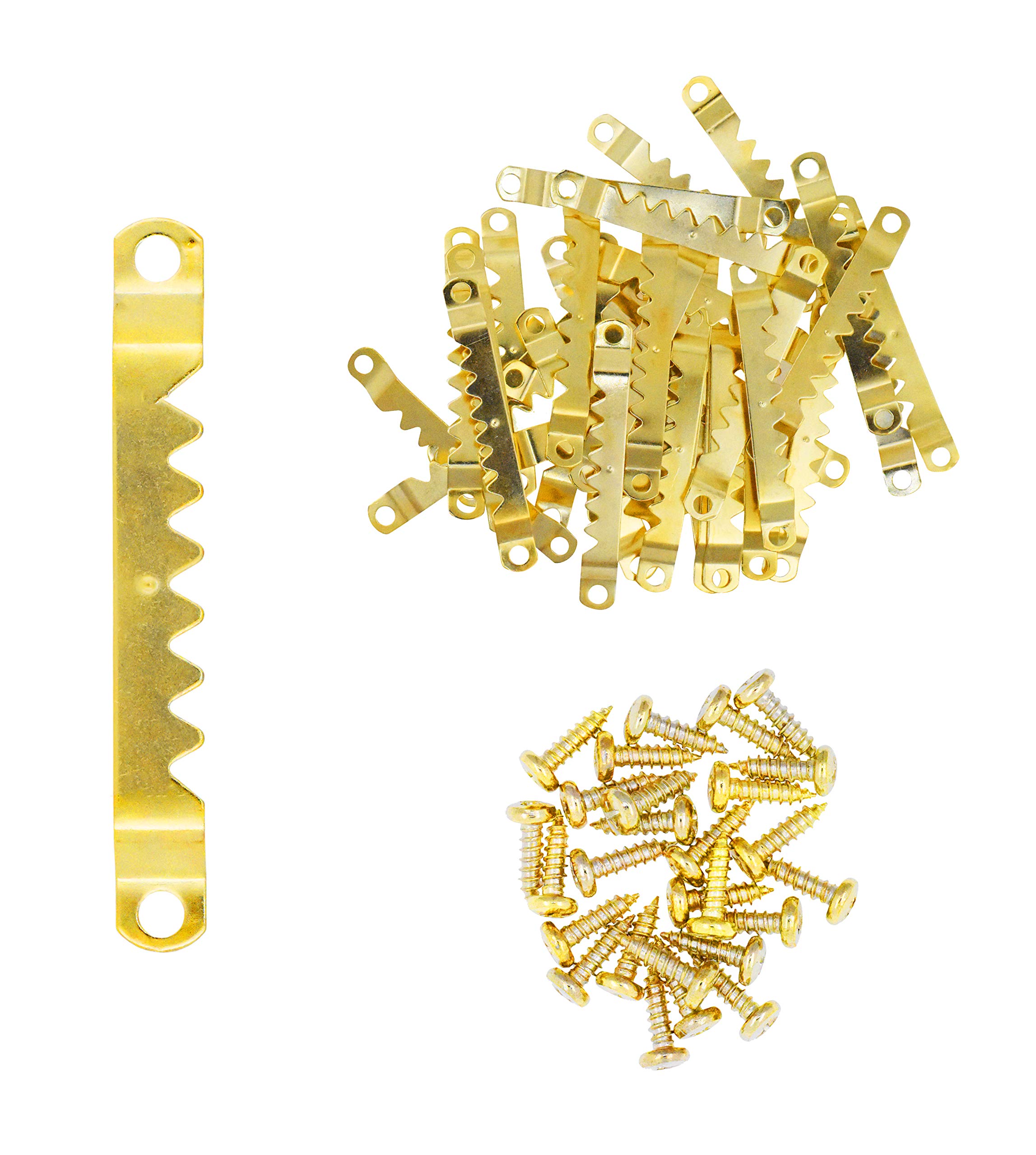Mandala Crafts Sawtooth Picture Hangers - 100 Sets Large Gold Picture Frame Hanging Hardware Kit with Screws for Canvas, Wood & Wall Art | Perfect for Home Decor, Gallery Displays & Office Wall Organization