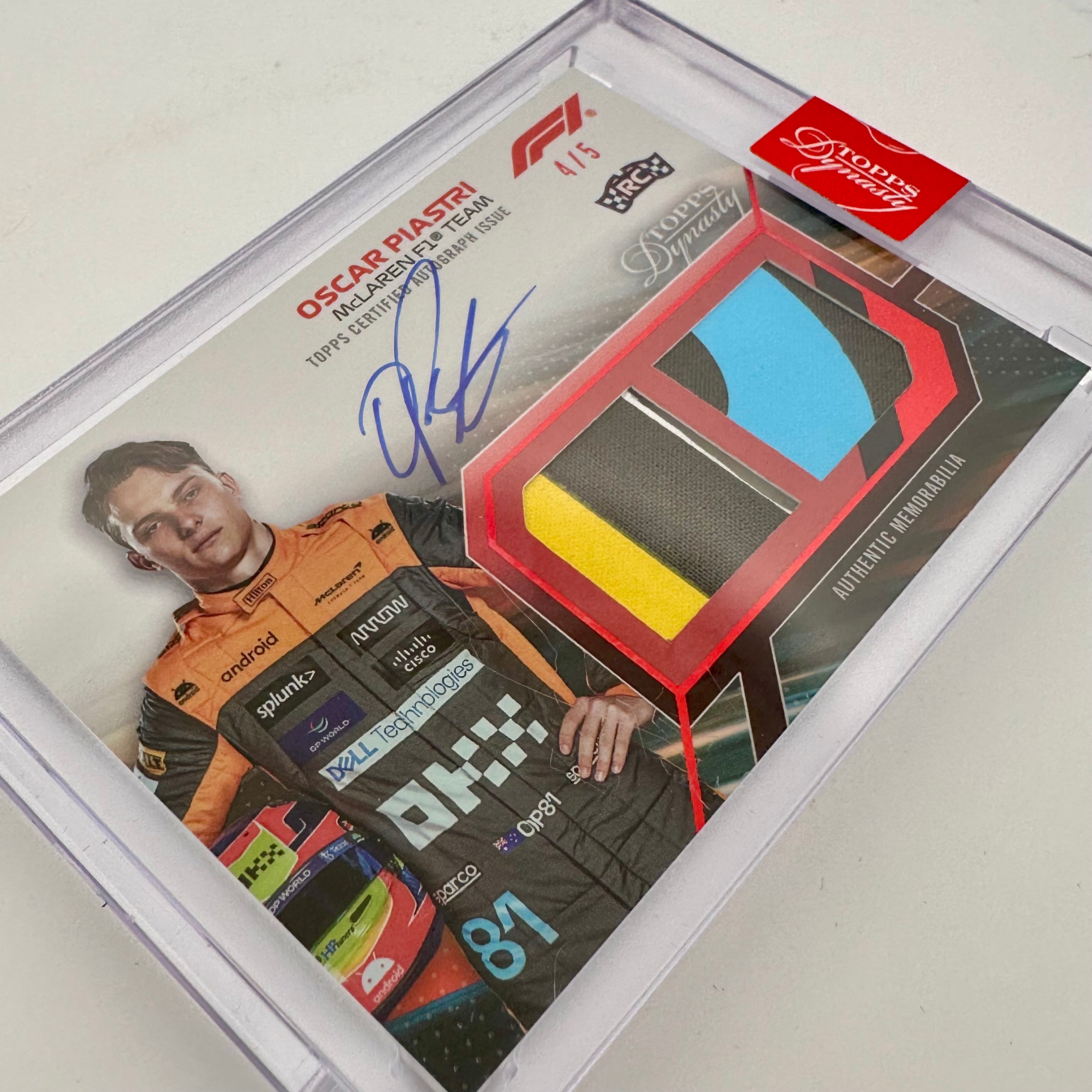 2023 Topps Dynasty Dual Relic Rookie Card - Oscar Piastri #SDDRA OP (4/5 Red) | Collectible Racing Memorabilia for F1 Fans & Sports Card Enthusiasts