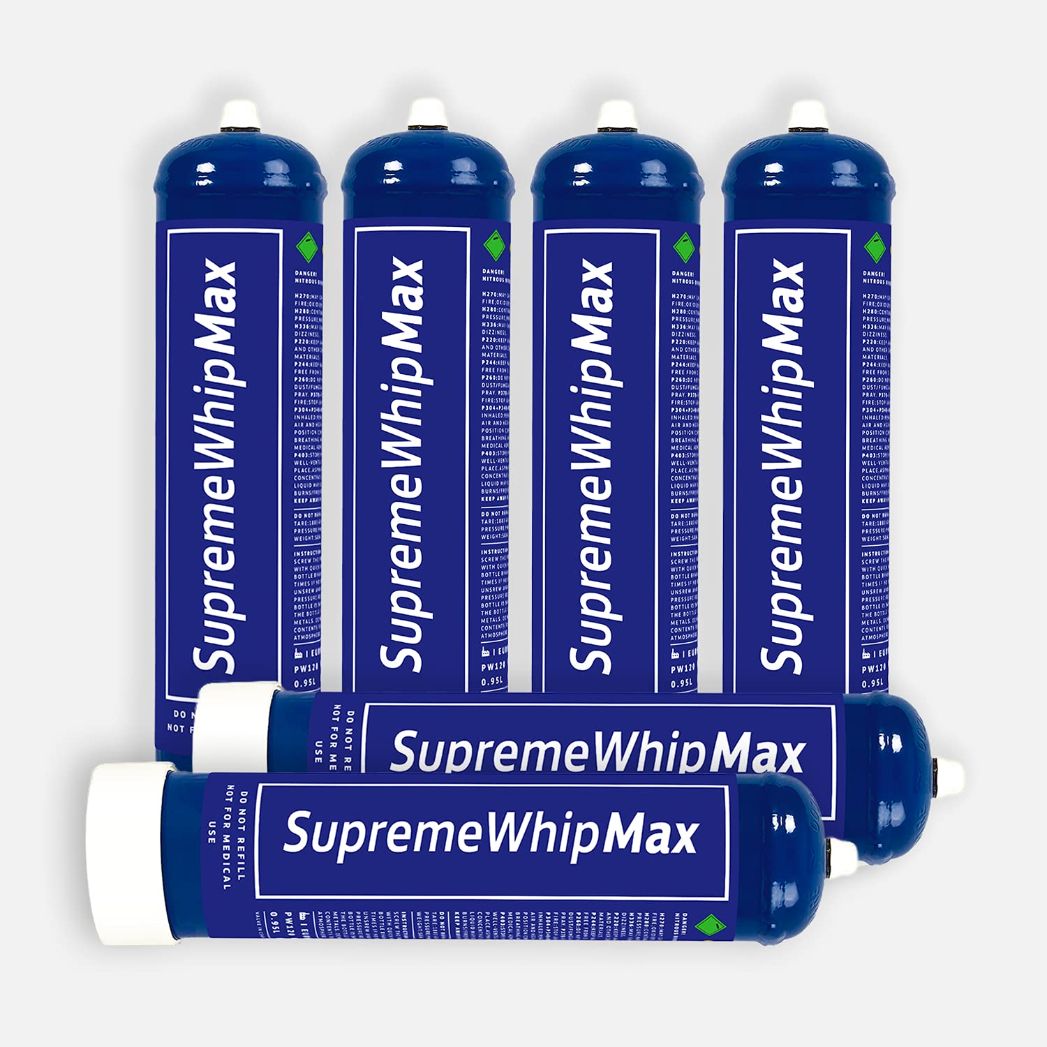 SupremeWhipMax Cream Chargers .95L (6 Pack) - Pure Culinary Gas for Whipped Cream - Perfect for Desserts & Coffee Toppings
