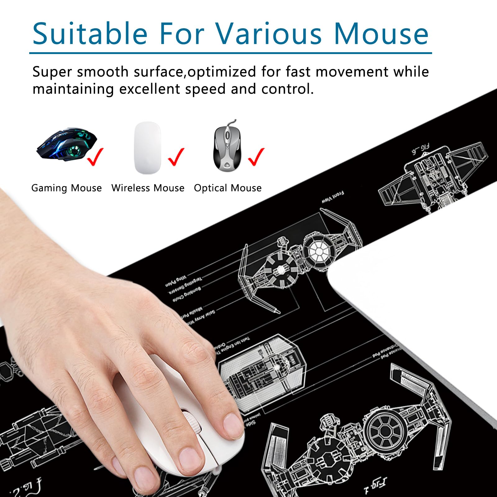 Premium Black Gaming Mouse Pad - Extra Large 31.5x11.8x0.12 inch Non-Slip Desk Mat with Stitched Edges - Perfect for PC, Laptop, Office & Gaming Setup - Waterproof Keyboard Mousepad for Work and Esports