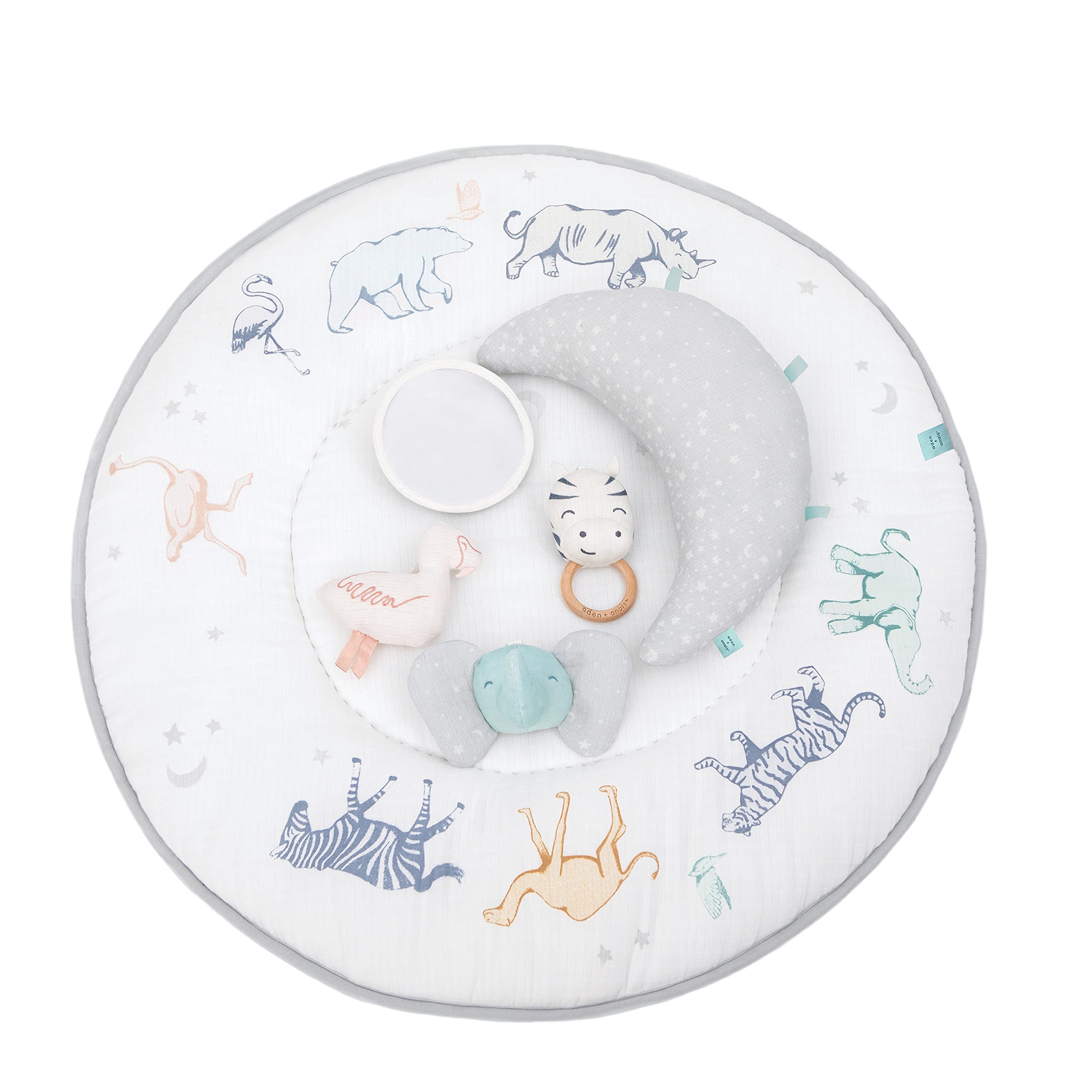 **aden + anais Play and Discover Baby Activity Gym – 30+ Developmental Benefits – 3 Attachable Toys & Plush Tummy Time Pillow – 100% Cotton Muslin – Machine Washable – Perfect for Newborns & Infants – Ideal for Playtime, Learning & Sensory Development**