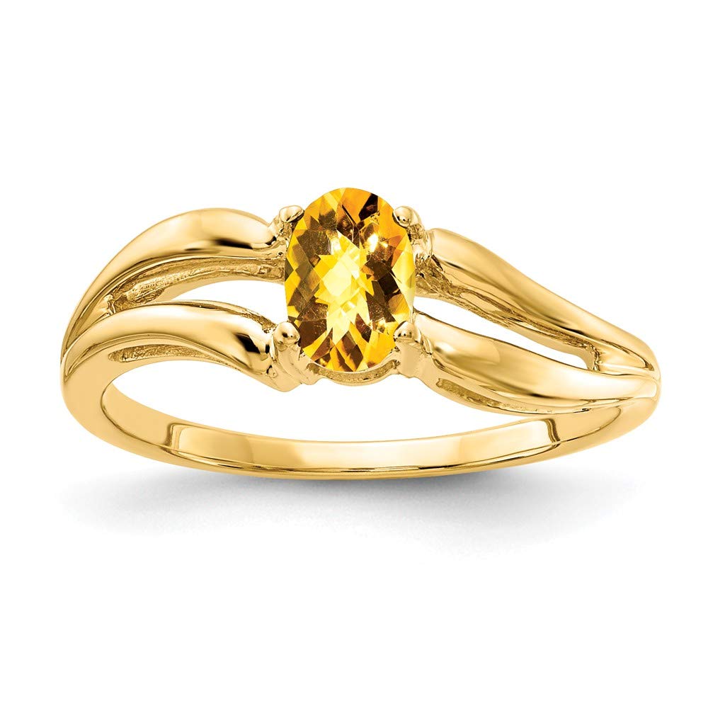 14K Solid Yellow Gold Oval Citrine Gemstone Engagement Ring - 6x4mm November Birthstone, Vintage Checker Design for Women, Perfect for Proposals, Anniversaries & Special Occasions