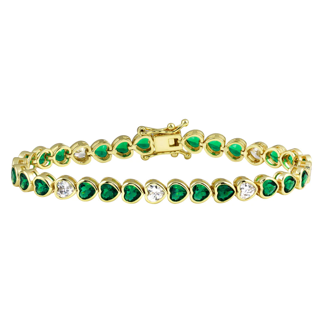 Heart Tennis Bracelet for Women - 14K Gold Plated Cubic Zirconia Tennis Bracelet - Elegant Jewelry Gift for Anniversary, Birthday, Valentine's Day - Perfect for Parties, Weddings & Special Occasions
