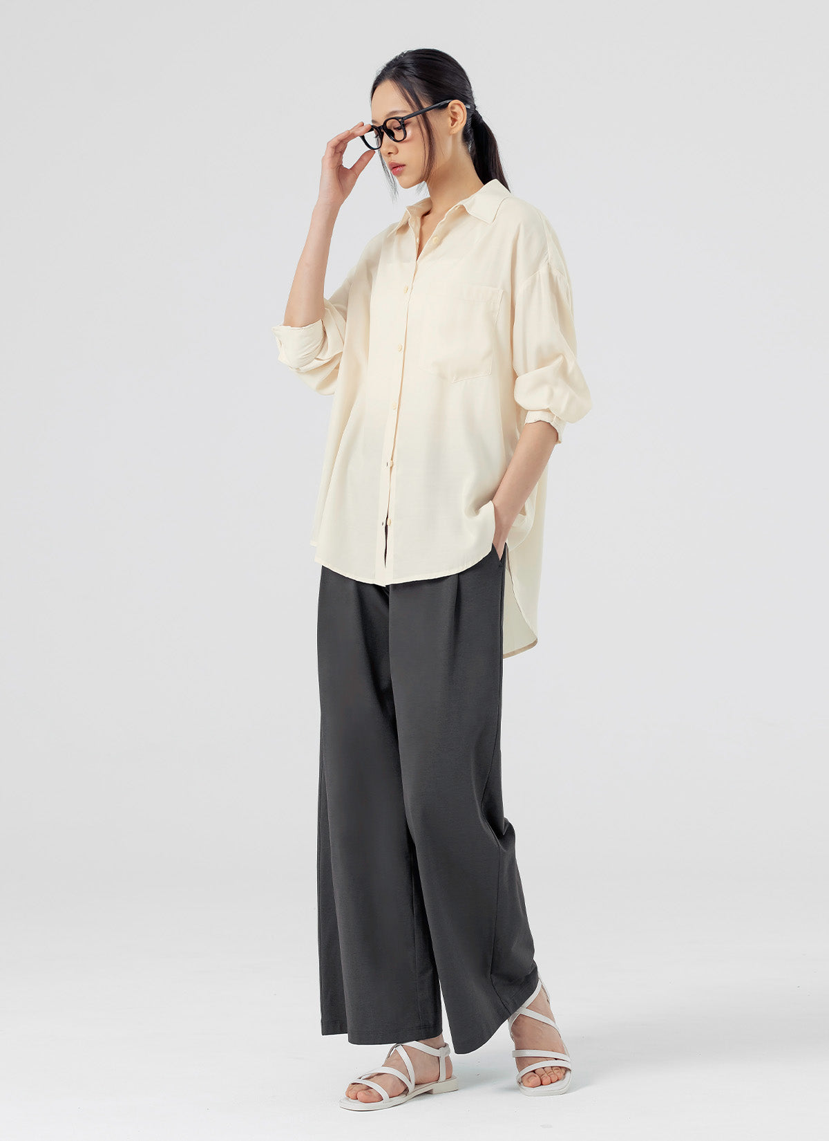 Stylish Drape Loose Fit Shirts for Women - Comfortable Casual & Office Wear - Trendy Oversized Blouse for Everyday Outfits