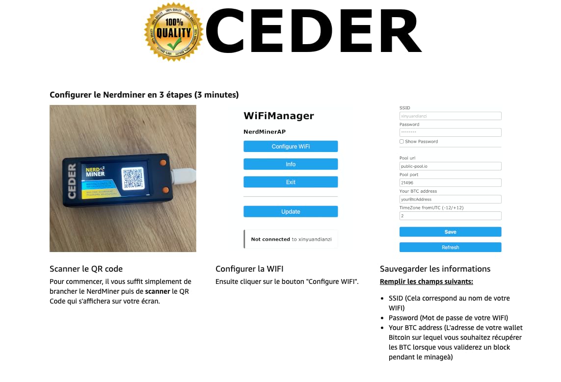 Bitcoin Miner - CEDER Nerdminer V2 Pro 79KH/S Solo BTC Miner with Low Power Consumption, WiFi & USB-C, Pre-Assembled (T-Display) - Perfect for Home Mining, Small-Scale Bitcoin Operations & Crypto Enthusiasts