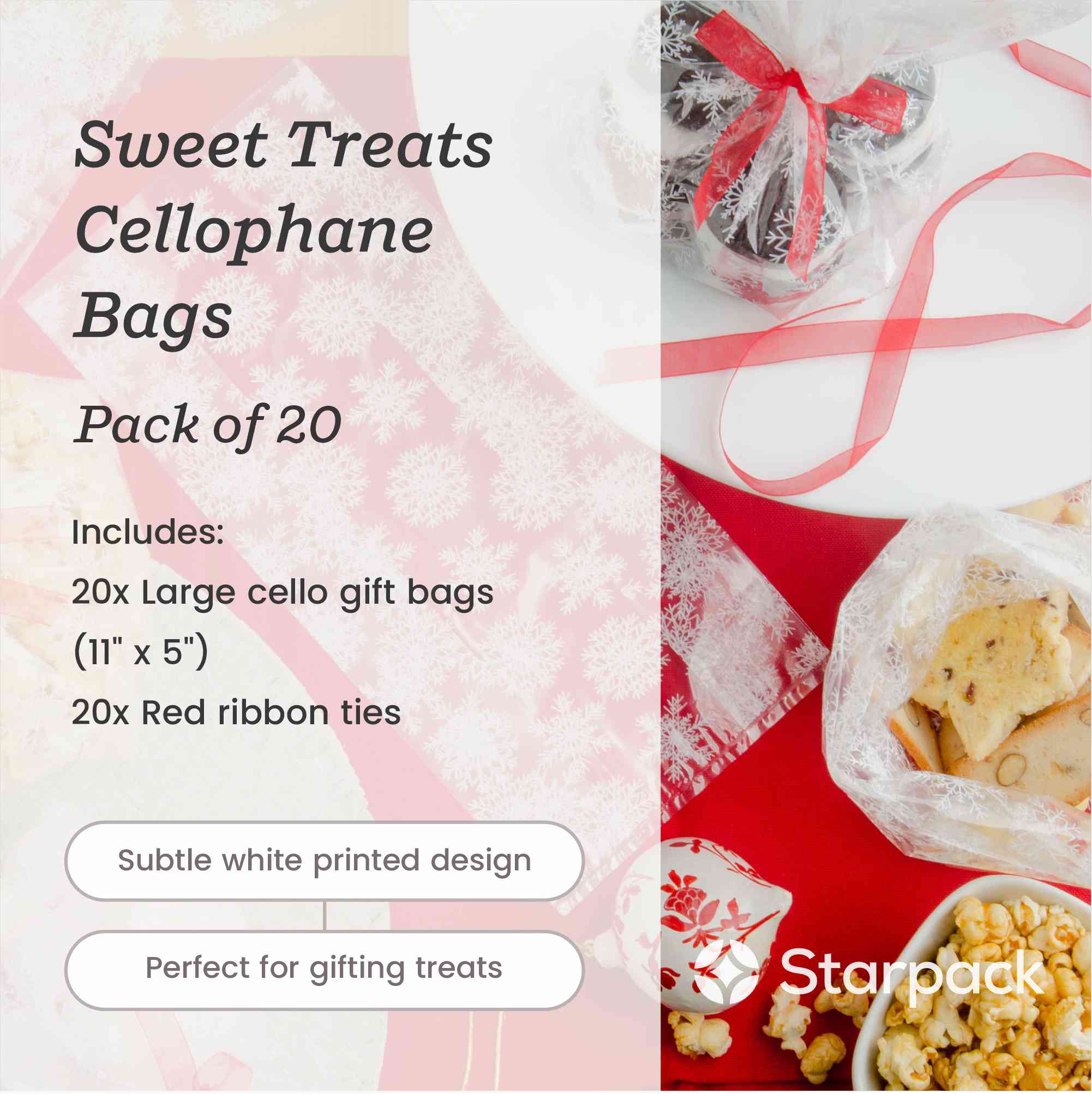 20 Pack Cellophane Gift Bags with Ties for Candy, Cookies & Party Favors - Clear Treat Bags for Birthday, Wedding, Baby Shower & Holiday Gifts