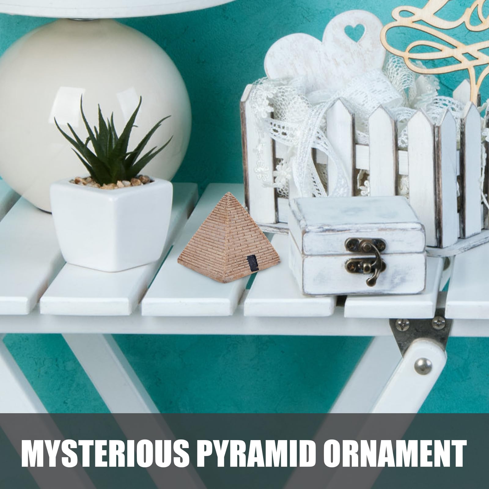 Yardwe 2pcs Mini Pyramid Decor - Egyptian Resin Crafts for Home & Car Display