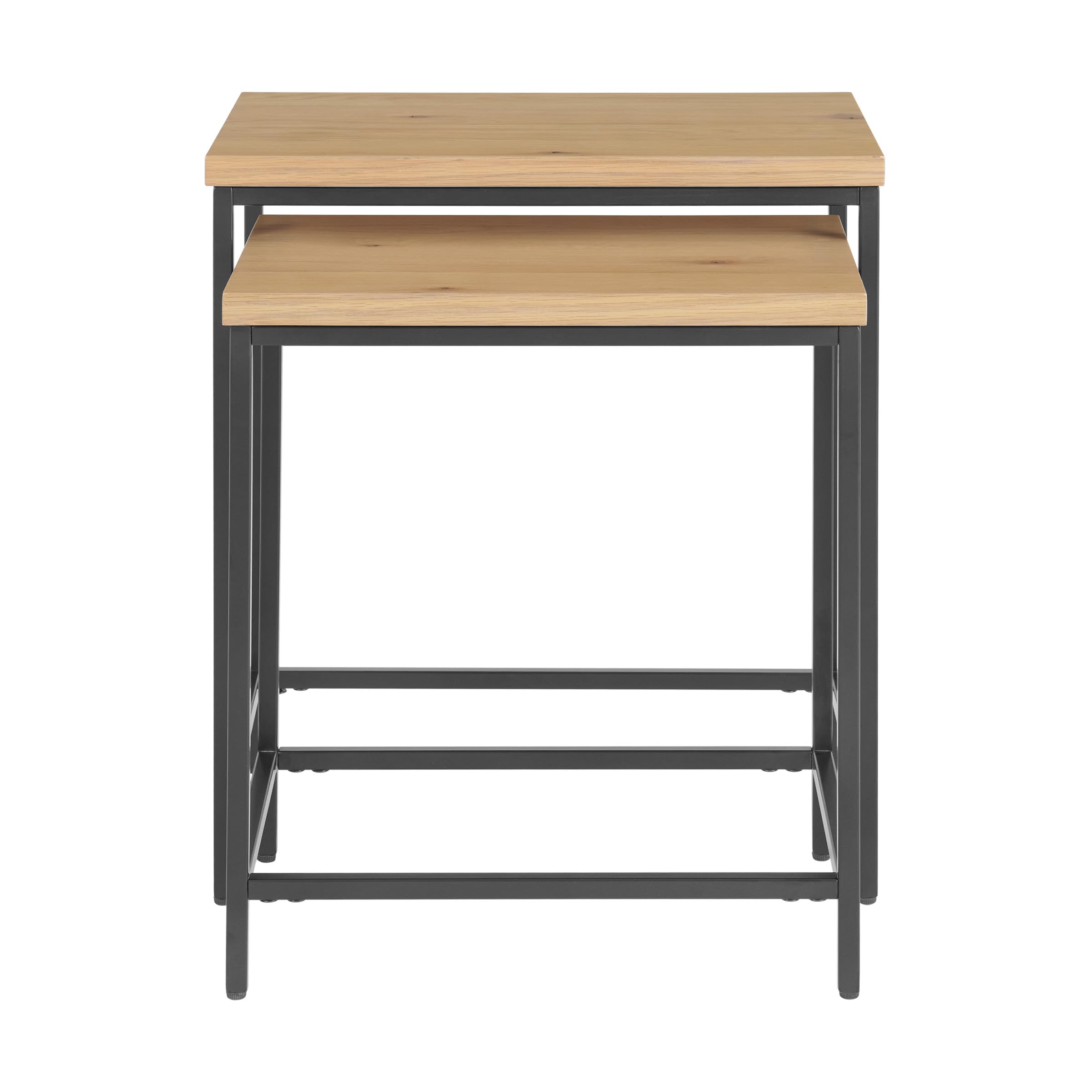 Lavish Home Nesting Side Tables - Set of 2 Modern End Tables with Wooden Tops & Metal Bases for Living Room, Bedroom or Home Office - Space Saving Accent Furniture (Oak) - Perfect for Small Spaces, Coffee Table Alternatives & Stylish Home Decor