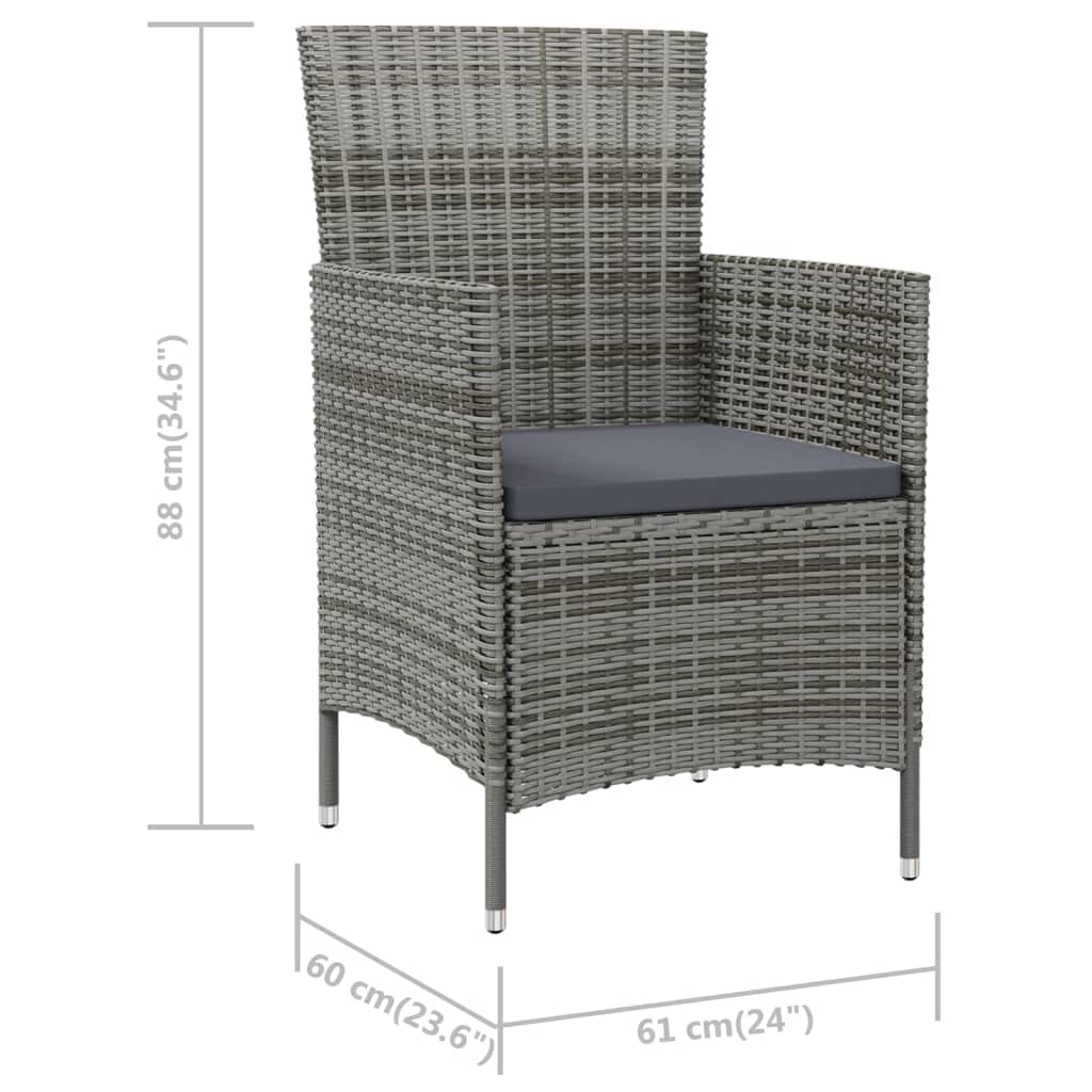 **2-Piece Gray Poly Rattan Patio Chairs with Cushions - Outdoor Garden Furniture Set for Yard, Backyard, Lawn, Porch, Poolside & Balcony - Perfect for Relaxing, Lounging & Entertaining**