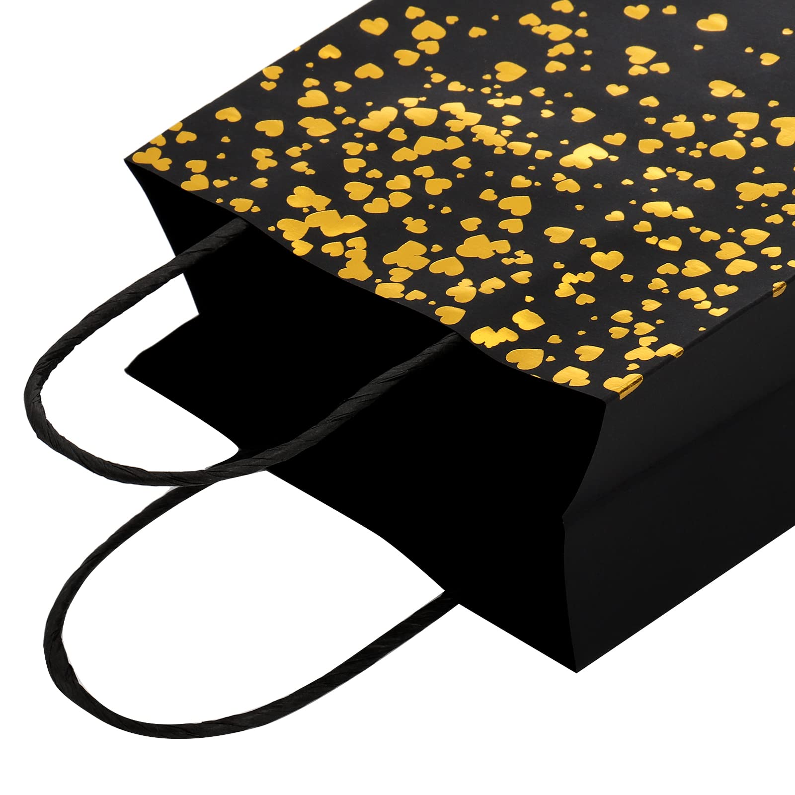 Nicunom 60 Pack Black Gold Kraft Paper Gift Bags - 8.3