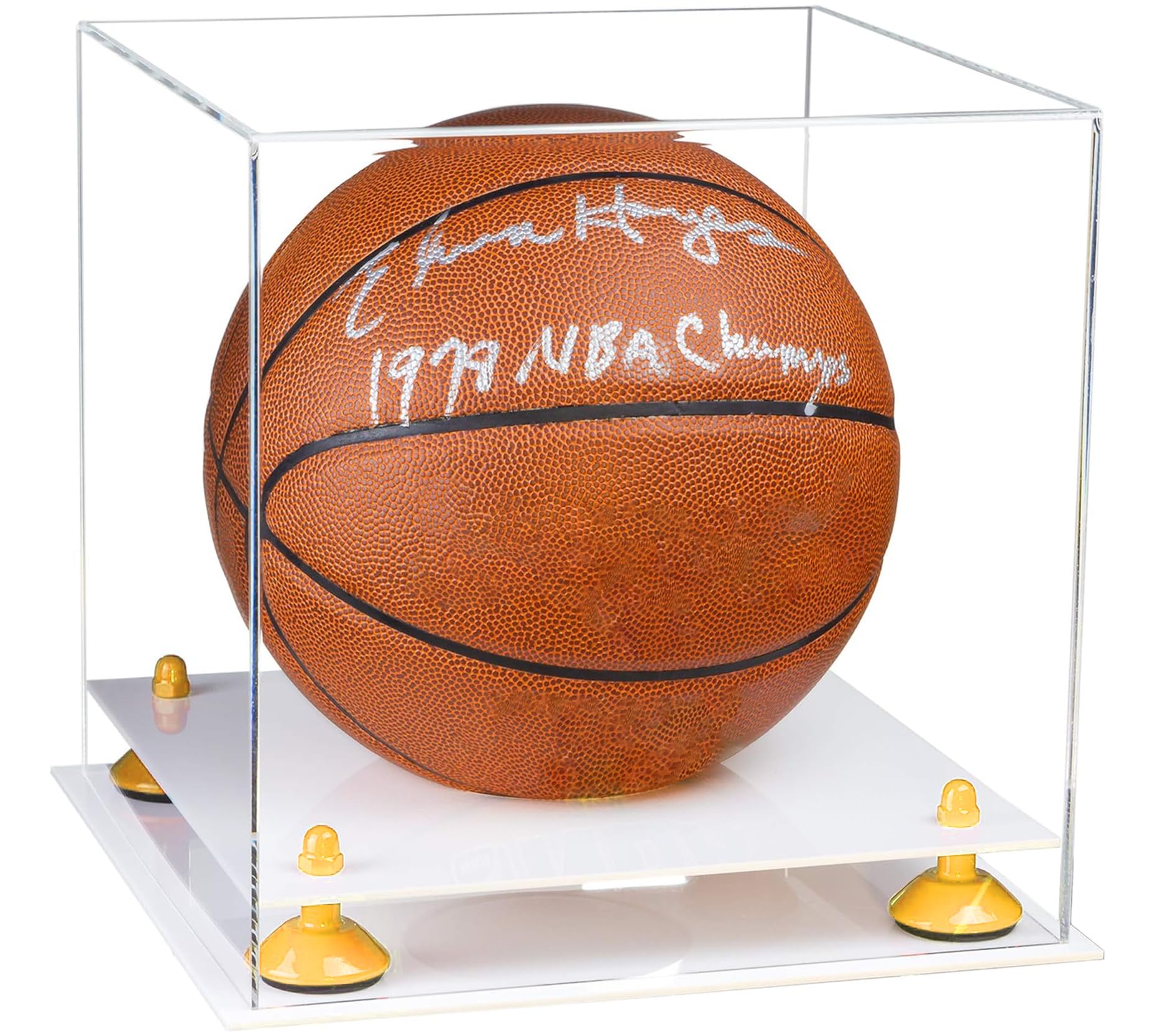 Acrylic Full-Size Basketball Display Case with Risers - Perfect for Showcasing Collectibles, Memorabilia & Trophies in Home, Office, or Man Cave