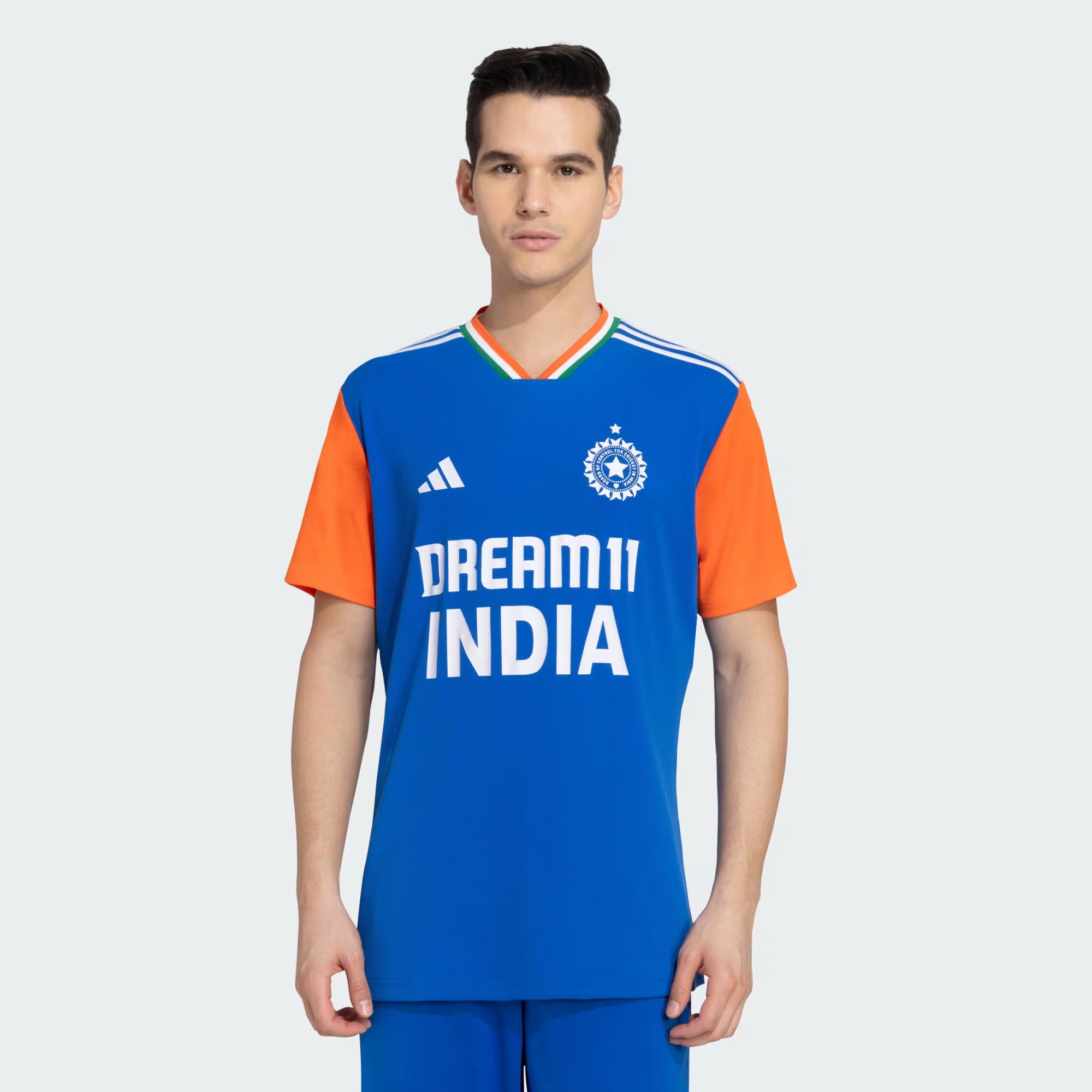 India Cricket T20 International Fan Jersey - Dark Blue & True Orange - Official Replica Jersey for Cricket Matches & Fan Support