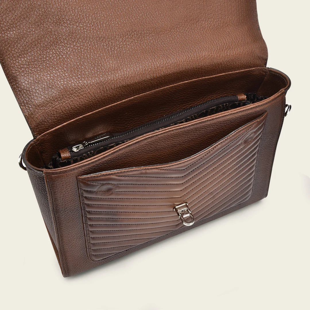 BOD0WCR Western Style Women's Handbag with Snakeskin Handles - Casual Honey Brown Crossbody Bag for Everyday Use, Work, and Travel