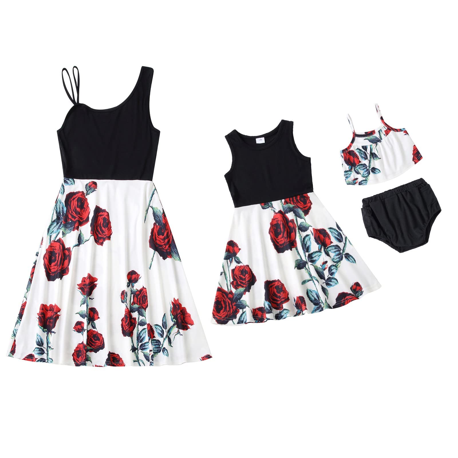 Mommy and Me Matching Dresses - Floral Rose Print Maxi Dress Set for Mother & Daughter | Summer Family Holiday Outfits | Perfect for Beach Vacations, Photo Shoots & Special Occasions