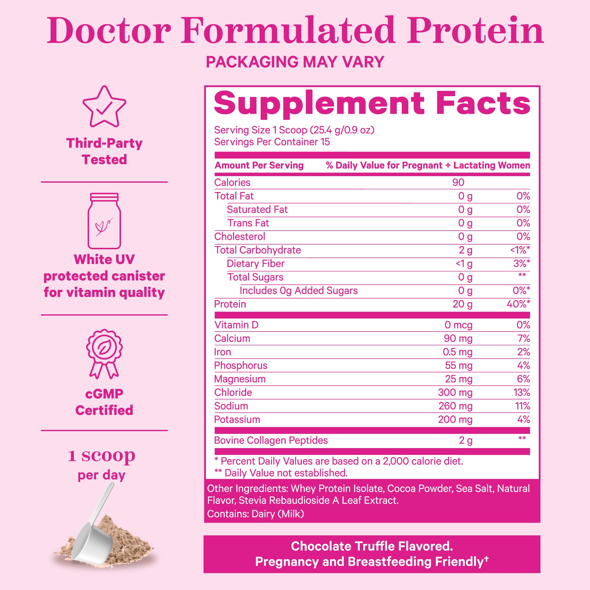 Pink Stork Pregnancy & Postpartum Protein Powder - 20g Chocolate Whey Collagen Protein for Prenatal, Postnatal & Lactation Support - Breastfeeding Essentials (15 Servings) - Ideal for Morning Smoothies & Post-Workout Recovery