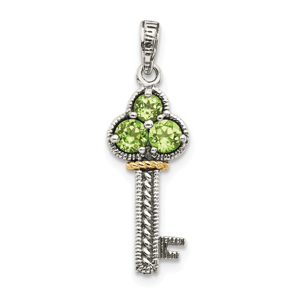 FB Jewels Sterling Silver 14k Amethyst Key Charm Pendant Necklace - Perfect for Valentine's Day Gifts, Anniversary Presents & Everyday Elegant Jewelry