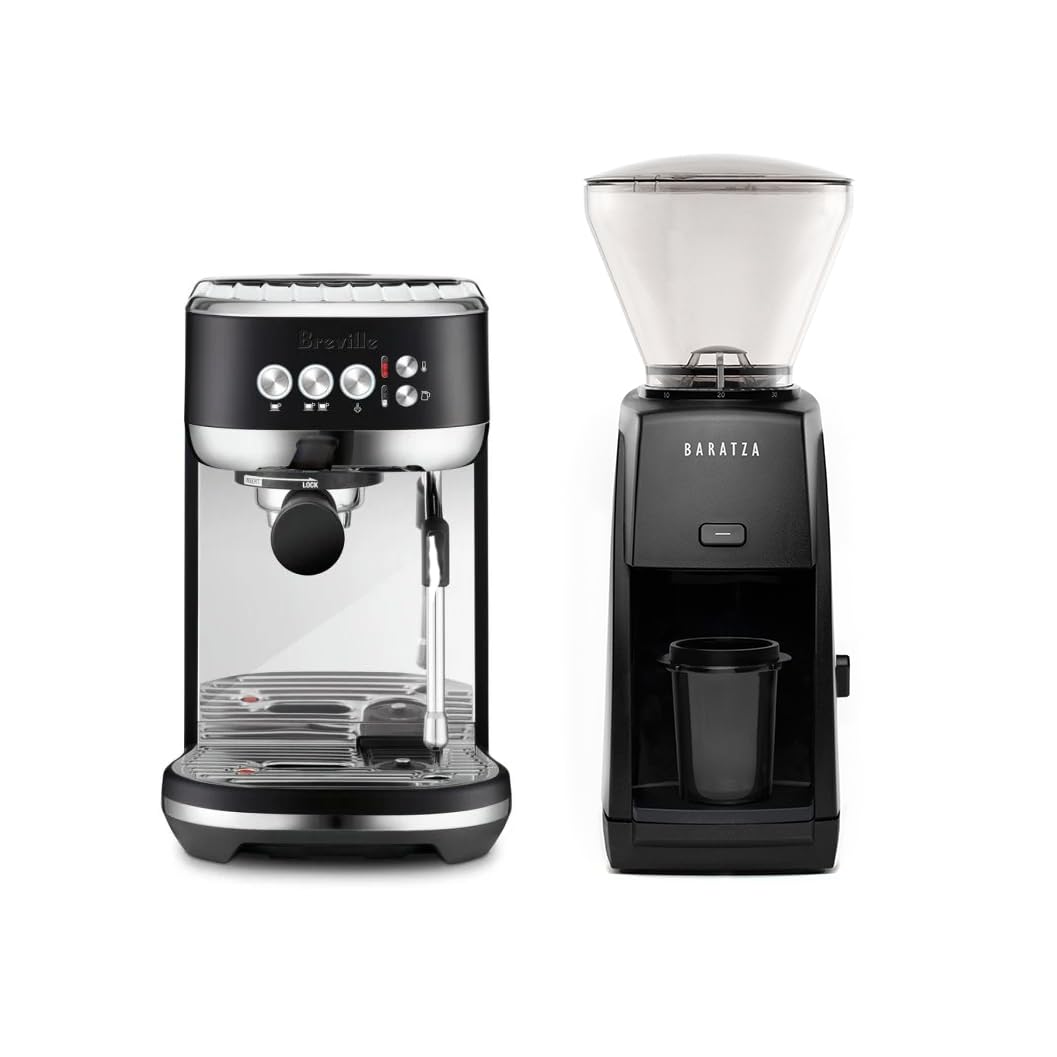 Breville Bambino Plus Espresso Machine & Baratza Encore ESP Grinder Bundle - Black (BEP501BTR1BNA1) | Professional Home Coffee Bar Setup for Espresso Lovers