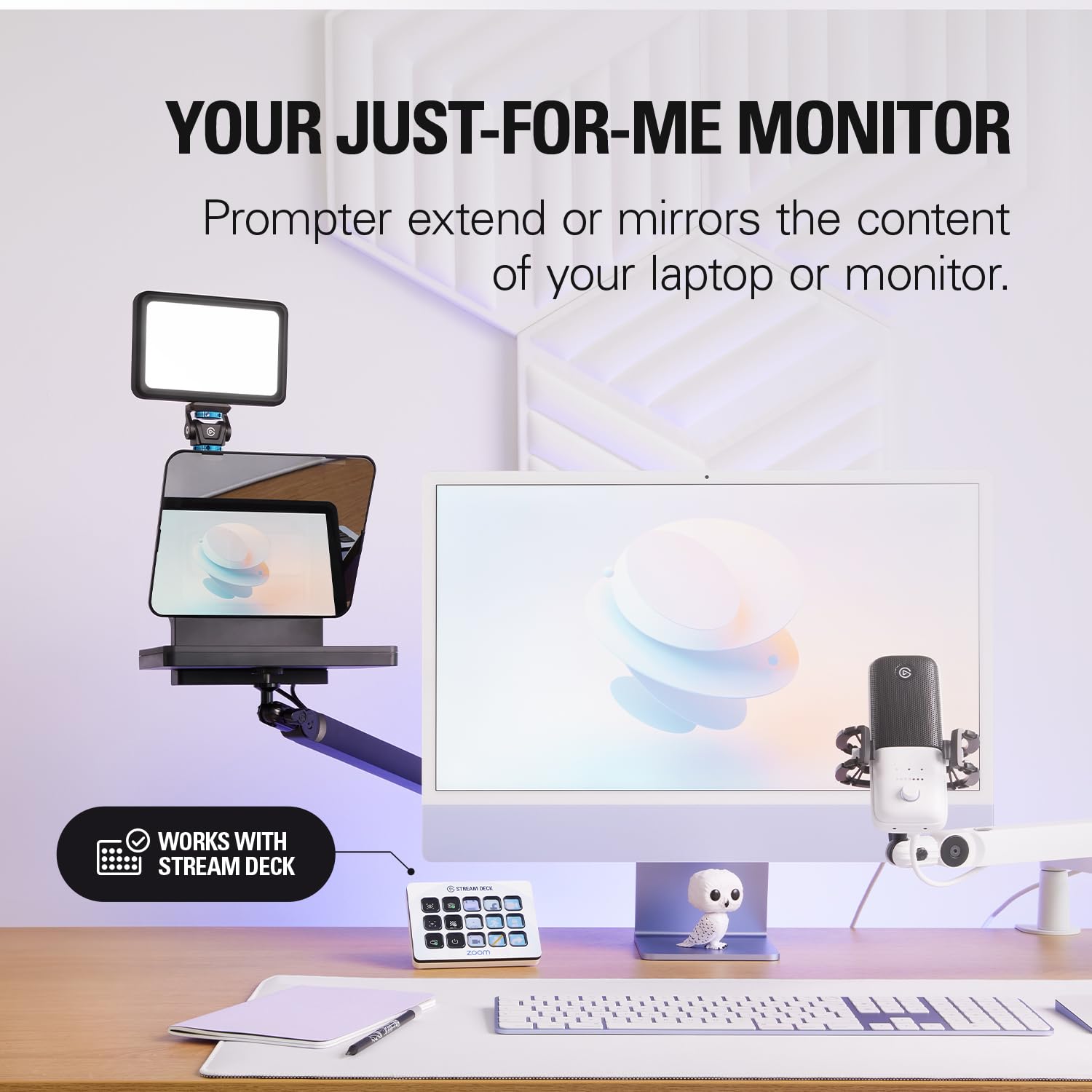 Elgato Prompter - Professional Teleprompter with Built-in HD Screen for YouTube, Twitch, Zoom, MS Teams Streaming | Compatible with DSLR, Webcam, Smartphone | Plug & Play Monitor Display for Mac, PC & Stream Deck | Perfect for Live Streaming, Video Conferencing & Content Creation
