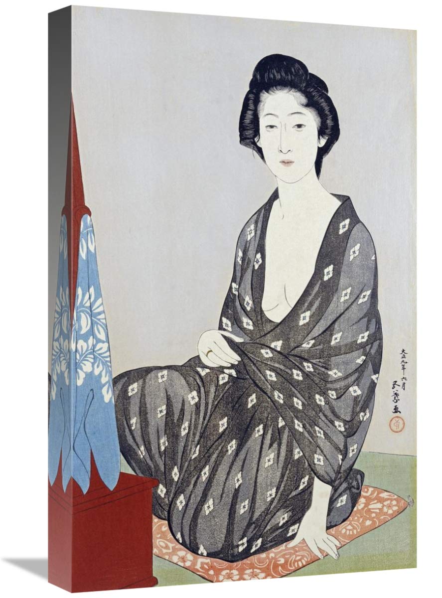 22 Inch Black Kimono Art Print by Hashiguchi Goyo - Japanese Ukiyo-e Wall Decor for Living Room, Bedroom & Office