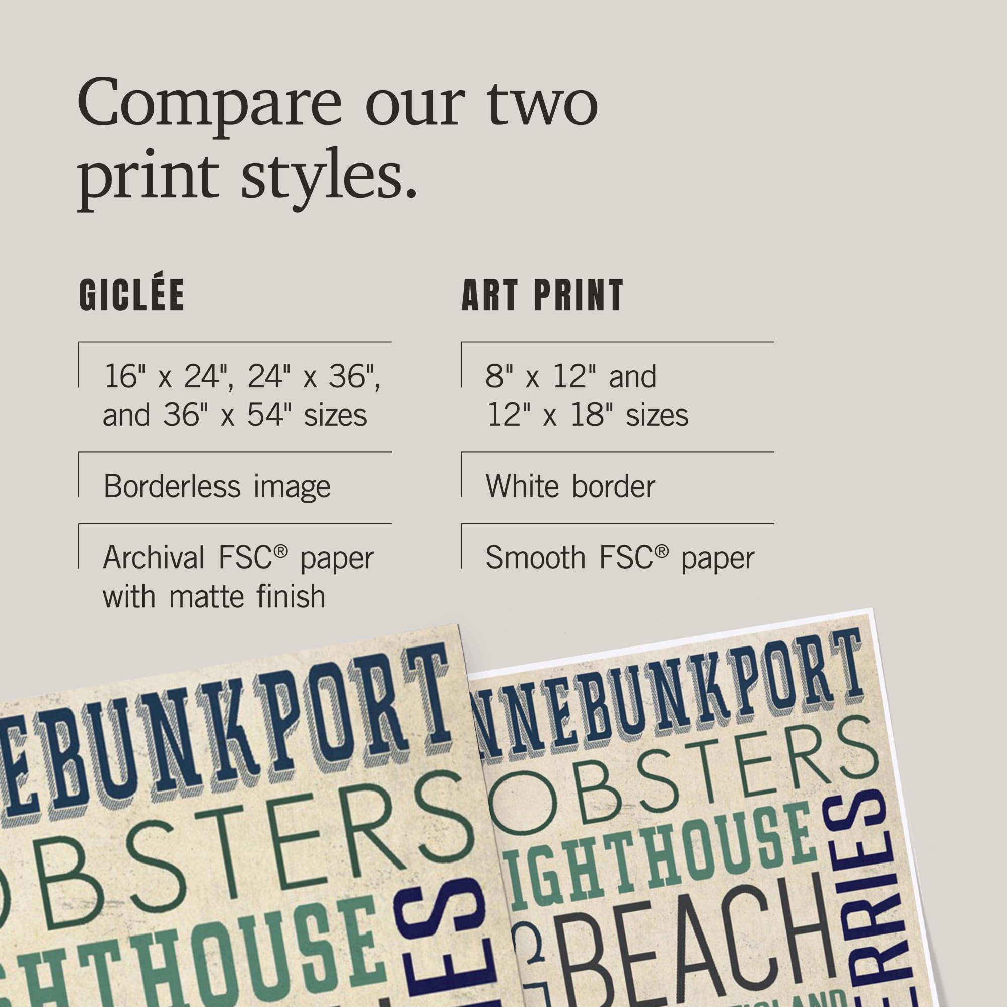 Lantern Press 16x24 Inch Giclee Art Print - Kennebunkport Maine Coastal Wall Decor with Typography | Perfect for Living Room, Bedroom & Office Wall Art